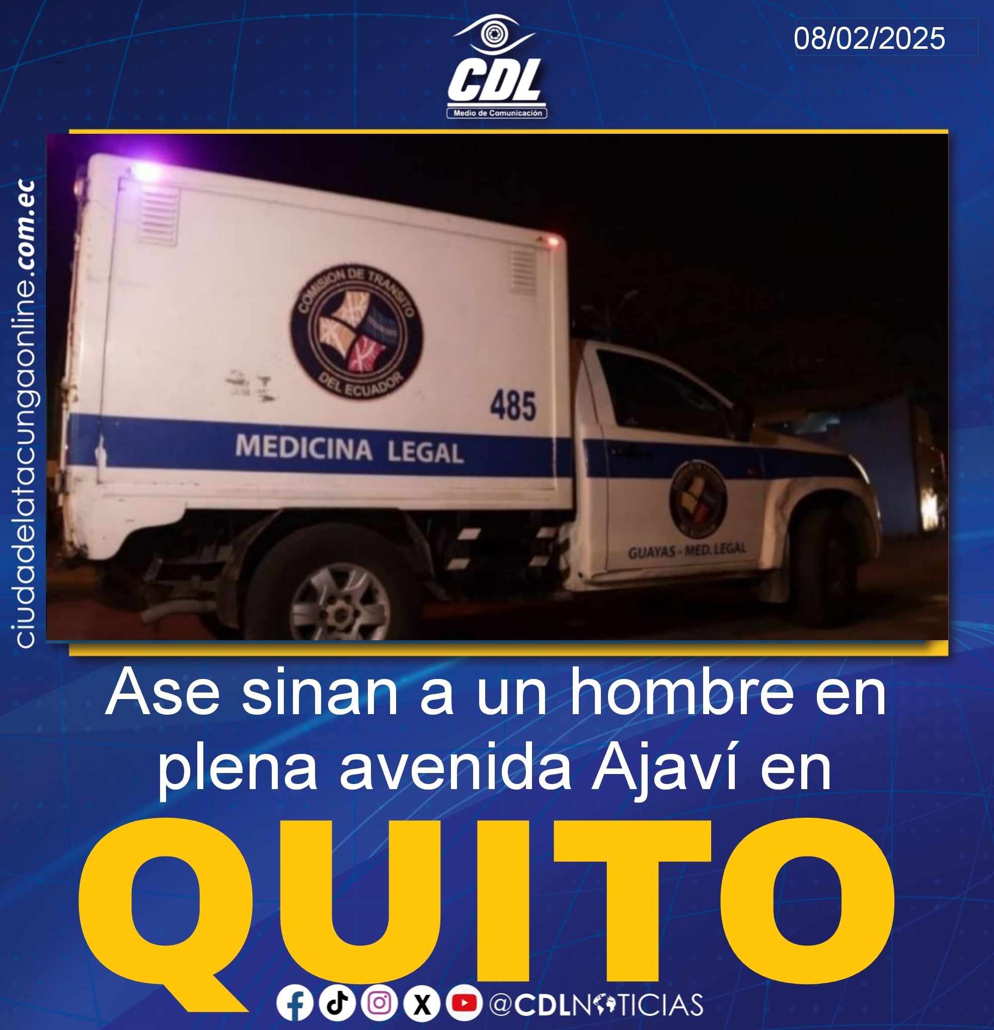 Ase sinan a un hombre en plena avenida Ajaví en Quito