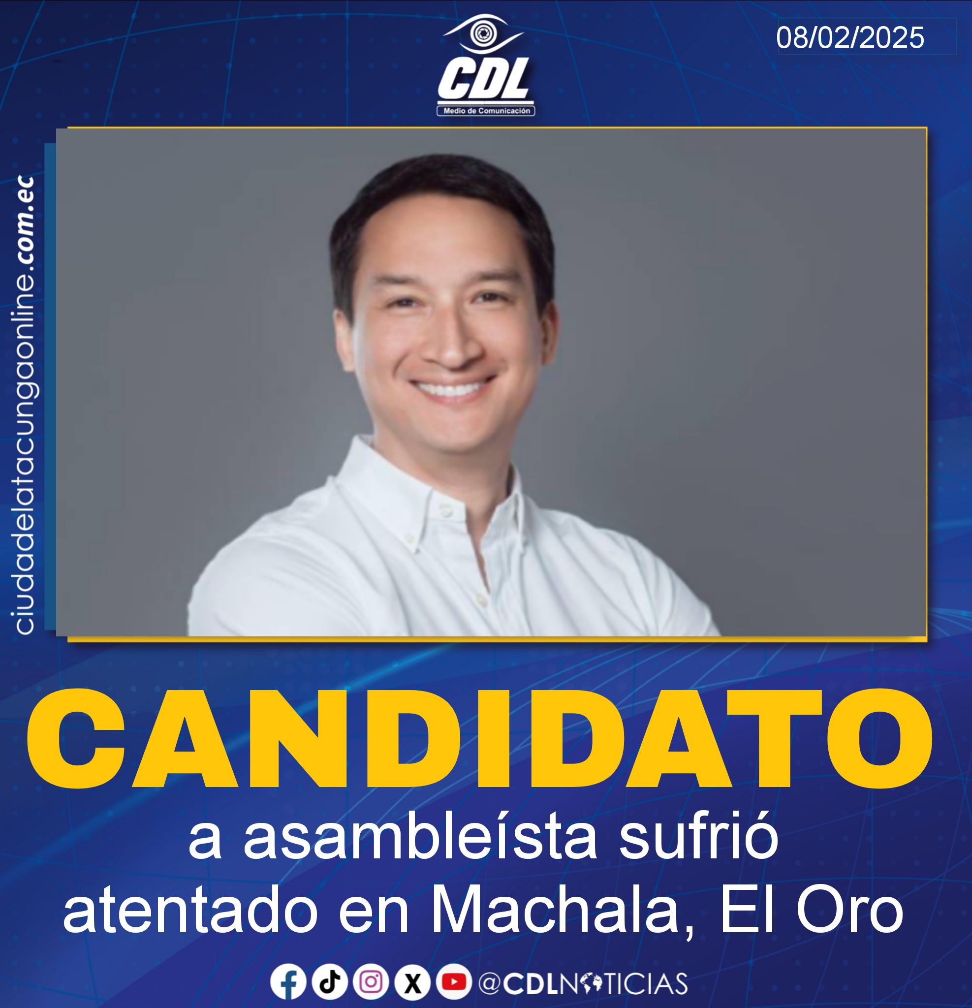 Candidato a asambleísta sufrió atentado en Machala, El Oro