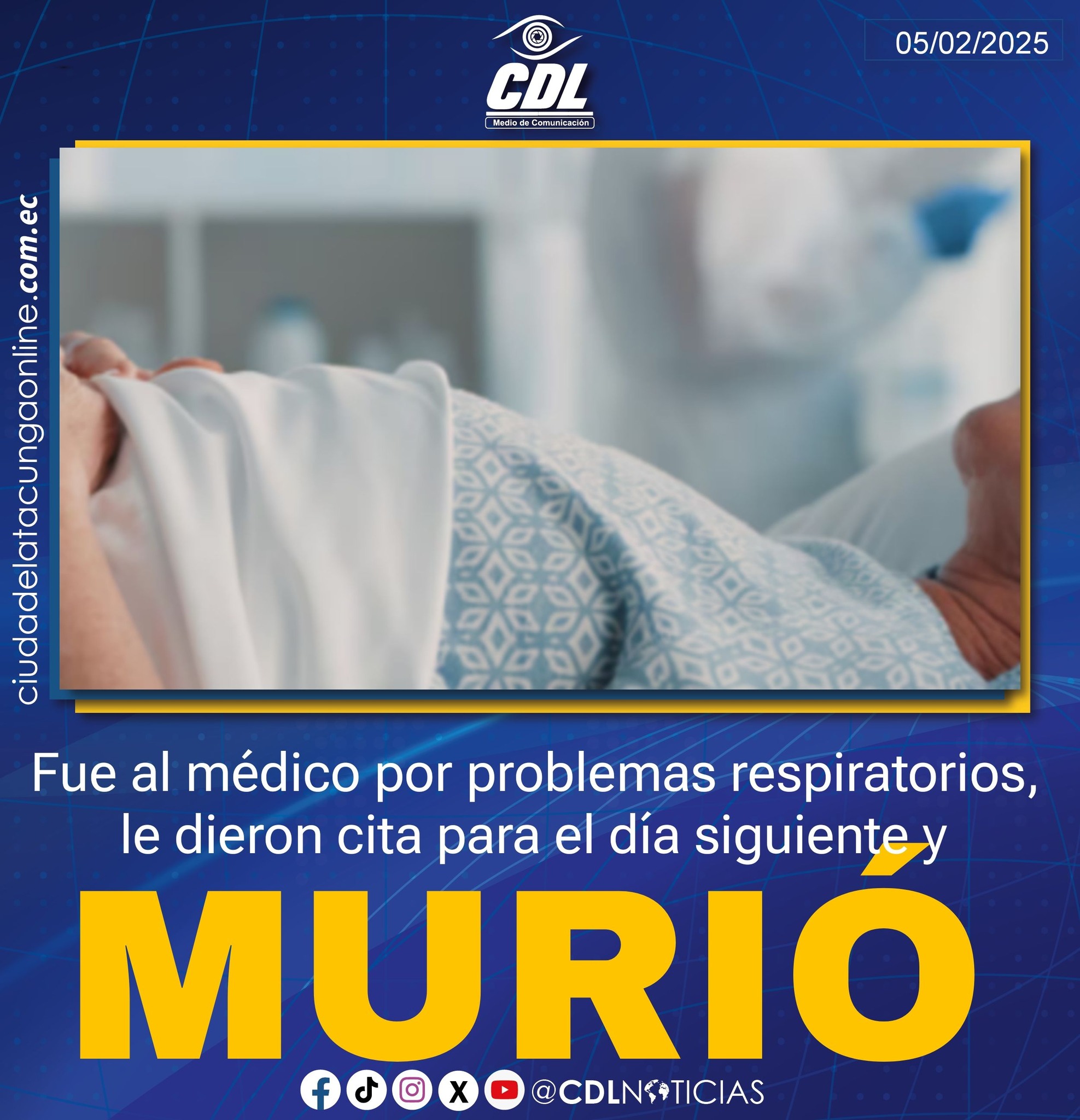 Fue al médico por problemas respiratorios, le dieron cita para el día siguiente y mu rió