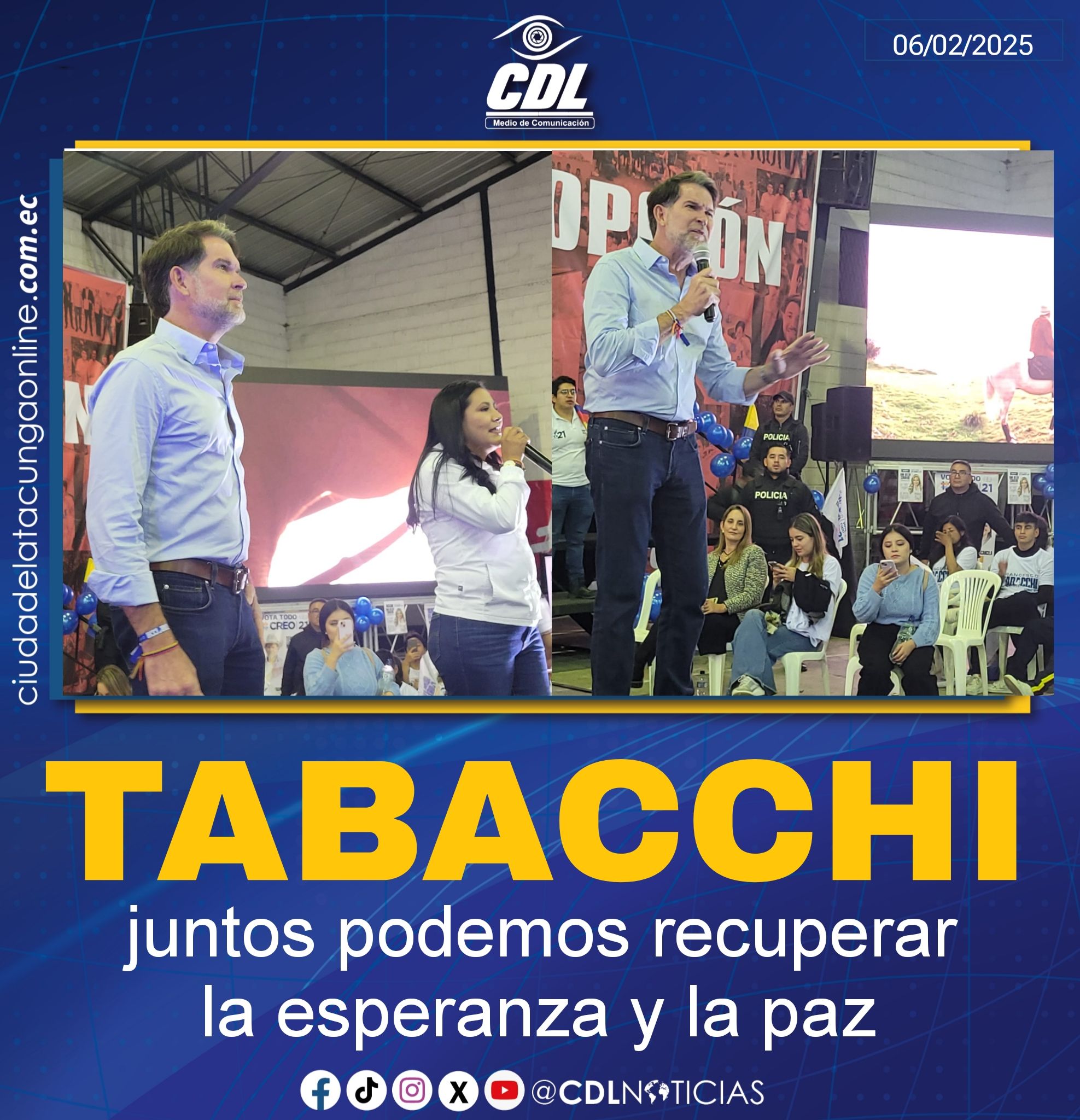 Tabacchi: juntos podemos recuperar la esperanza y la paz.