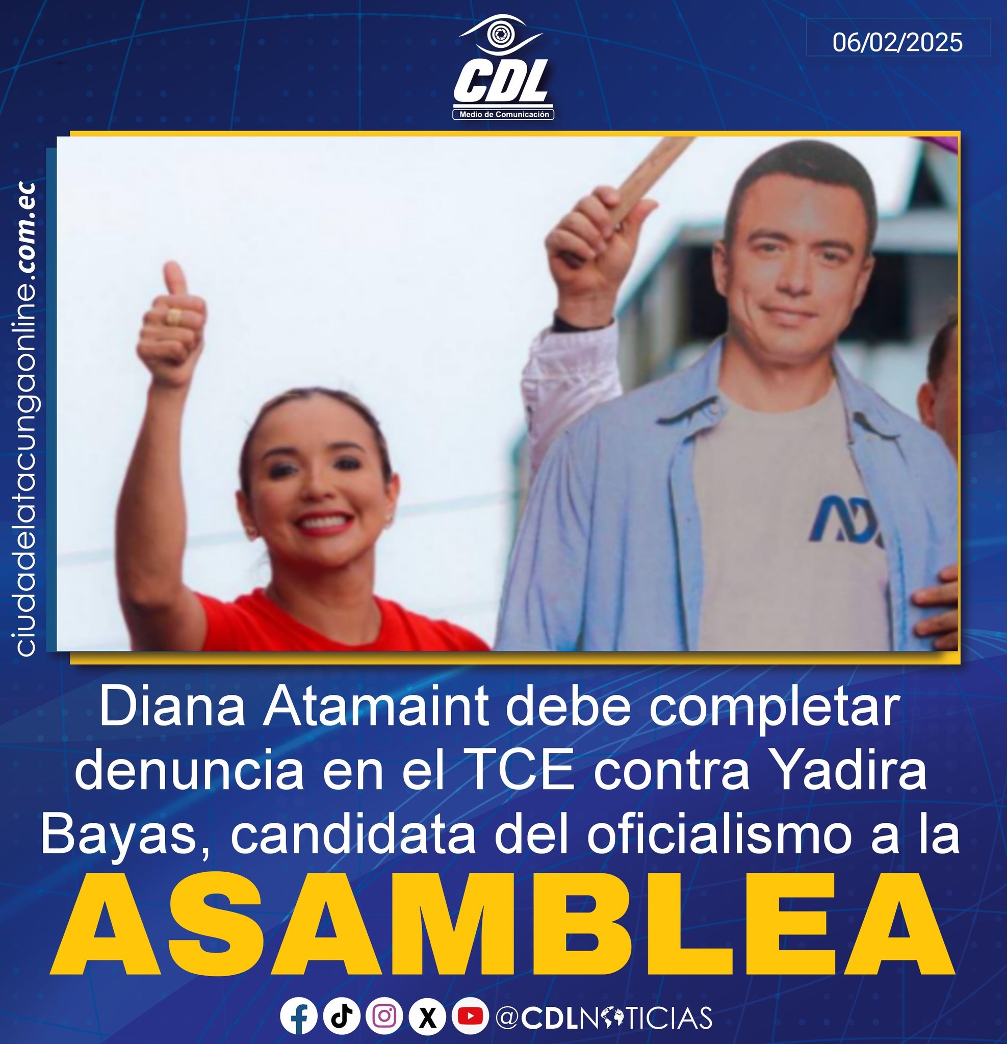 Diana Atamaint debe completar denuncia en el TCE contra Yadira Bayas, candidata del oficialismo a la Asamblea