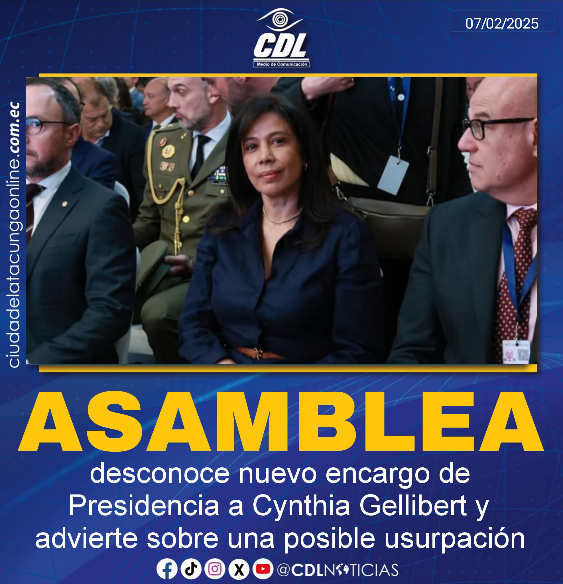 Asamblea desconoce nuevo encargo de Presidencia a Cynthia Gellibert y advierte sobre una posible usurpación