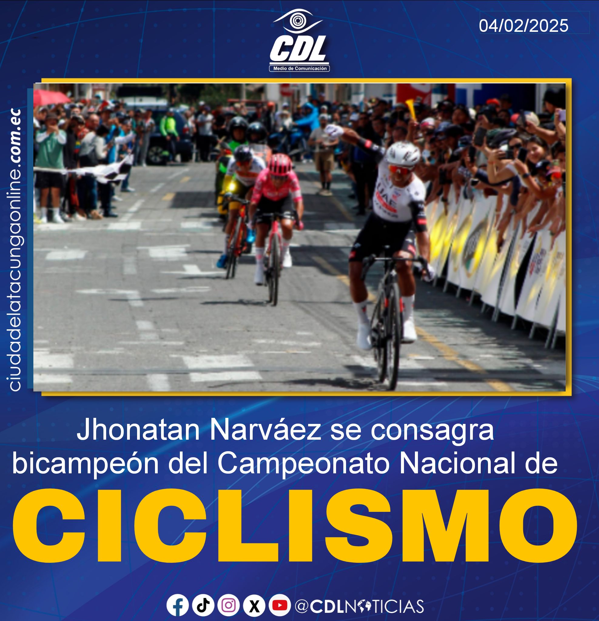 Jhonatan Narváez se consagra bicampeón del Campeonato Nacional de Ciclismo