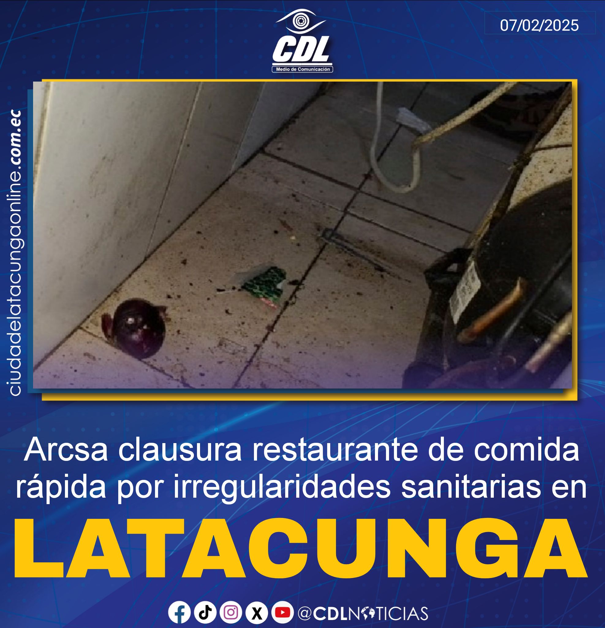 Arcsa clausura restaurante de comida rápida por irregularidades sanitarias en Latacunga