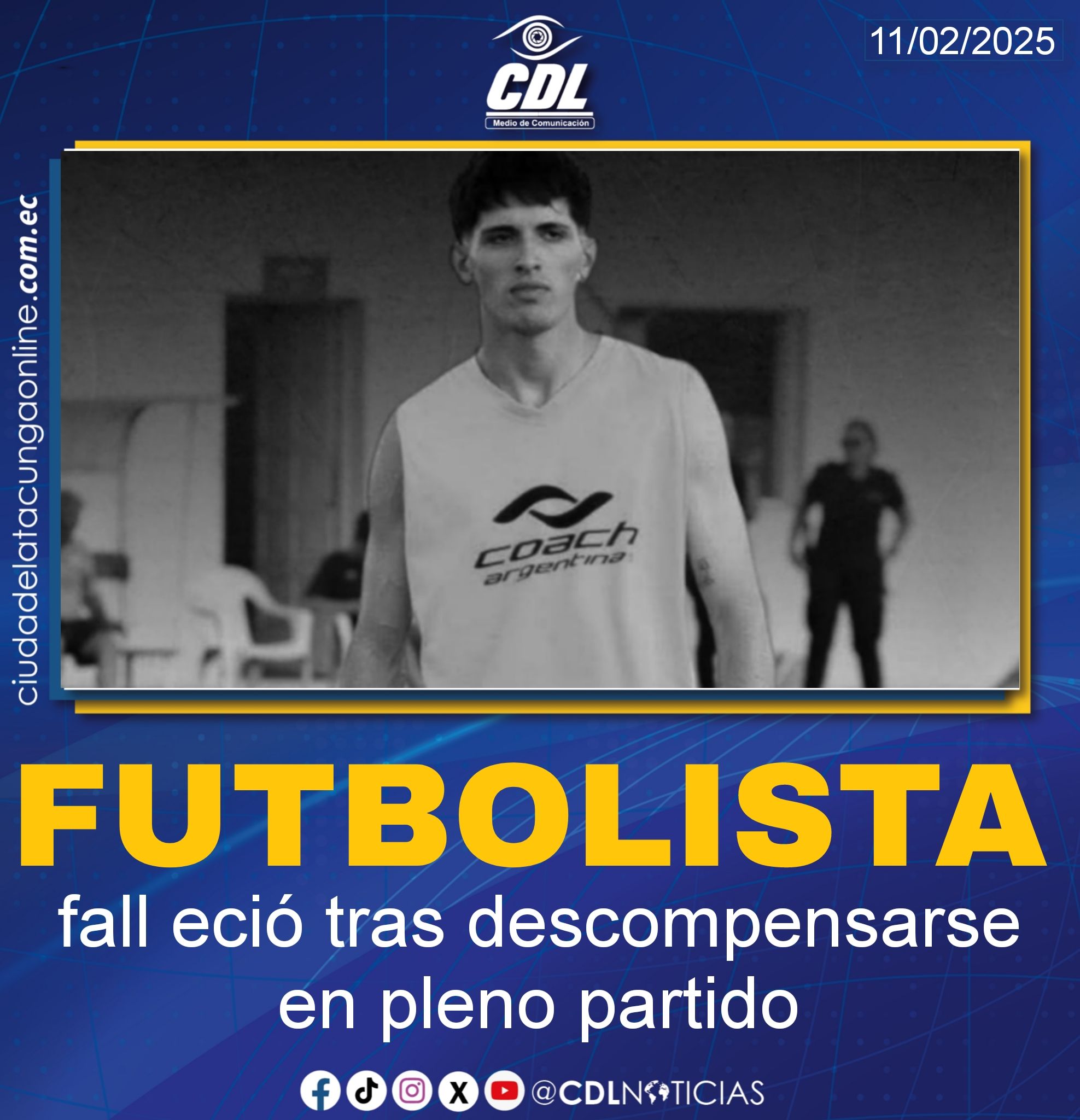 Futbolista fall eció tras descompensarse en pleno partido