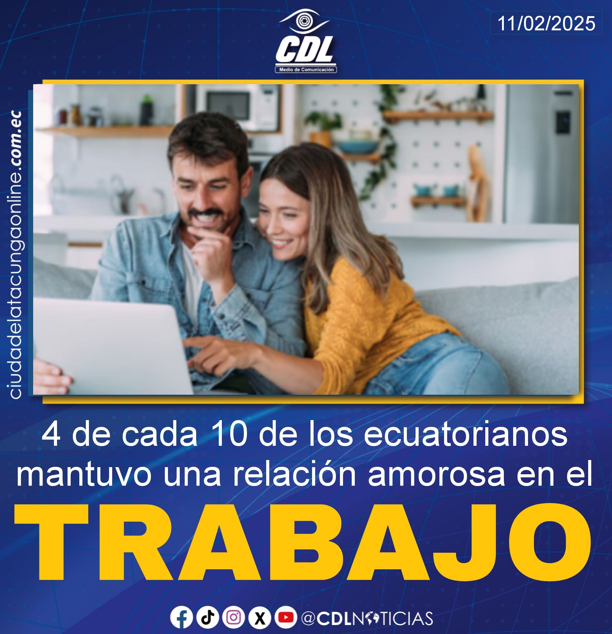 4 de cada 10 de los ecuatorianos mantuvo una relación amorosa en el trabajo