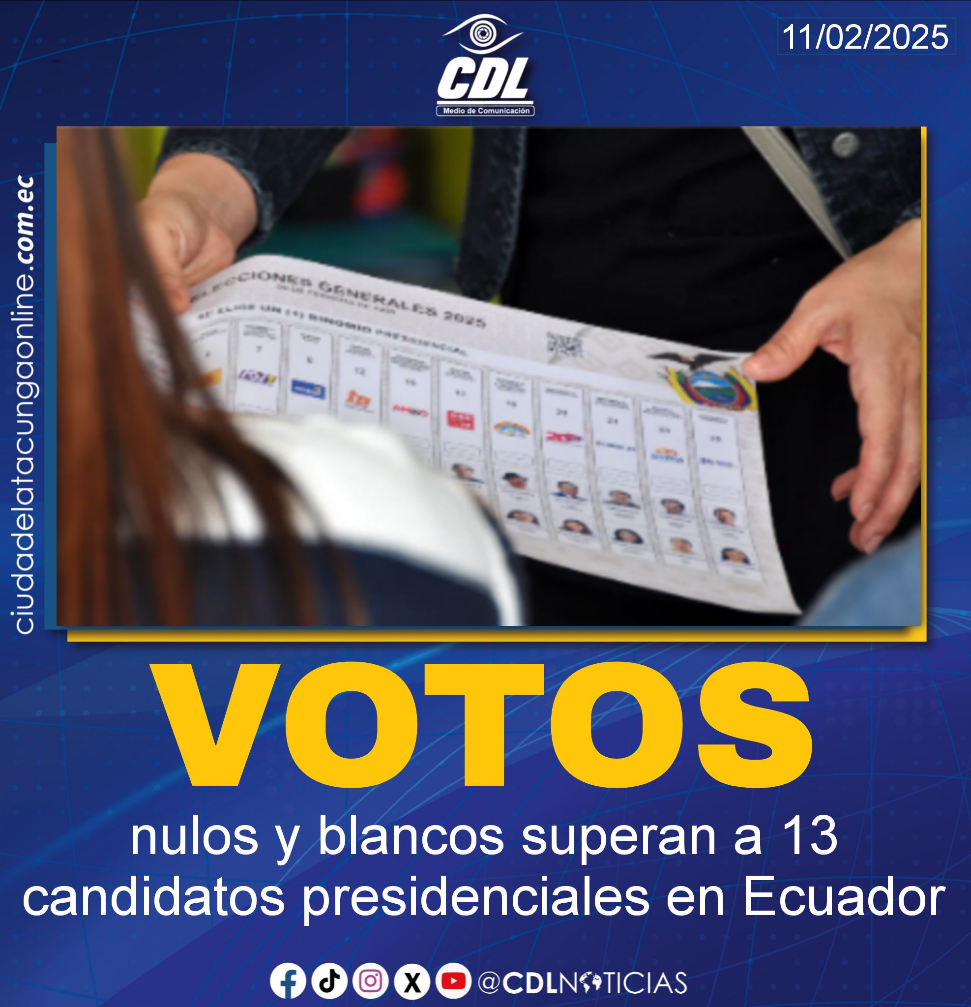 Los votos nulos y blancos superan al captado por 13 candidatos presidenciales en Ecuador
