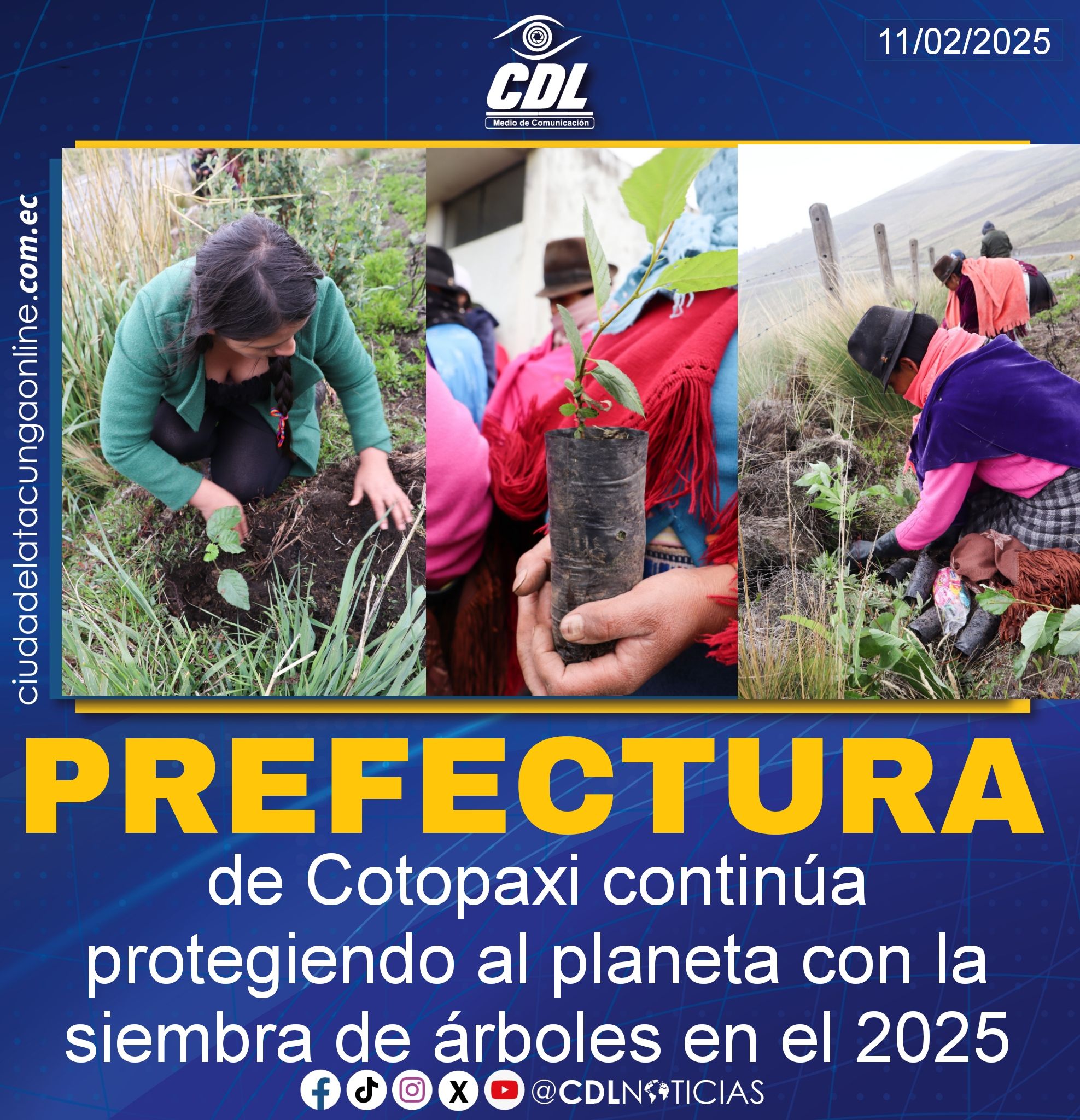 Prefectura de Cotopaxi continúa protegiendo al planeta, con la siembra de árboles en el 2025