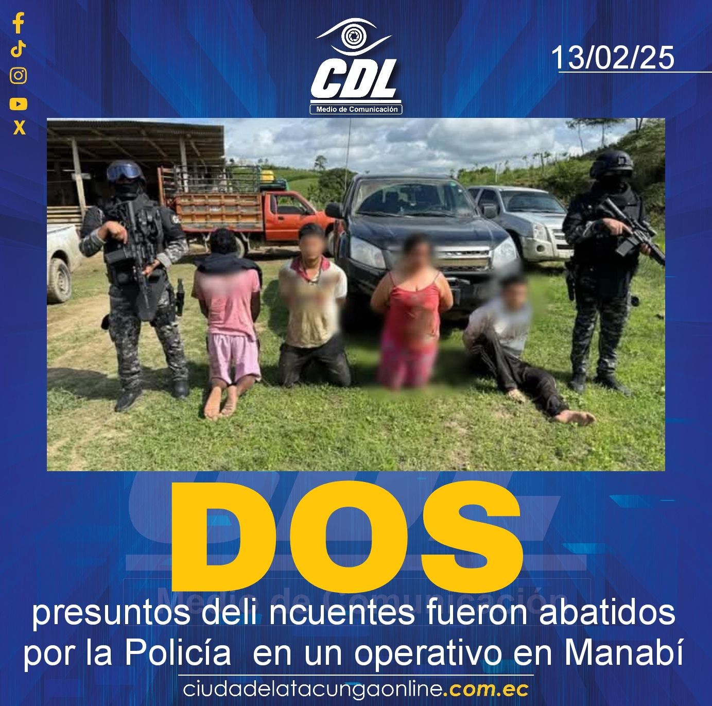 Dos presuntos delinc uentes fueron abatidos por la Policía Nacional en un operativo en Manabí