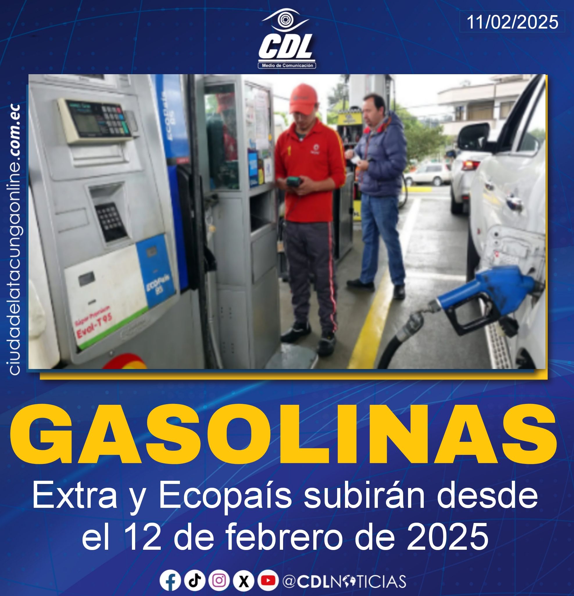 Las gasolinas Extra y Ecopaís subirán desde el 12 de febrero de 2025