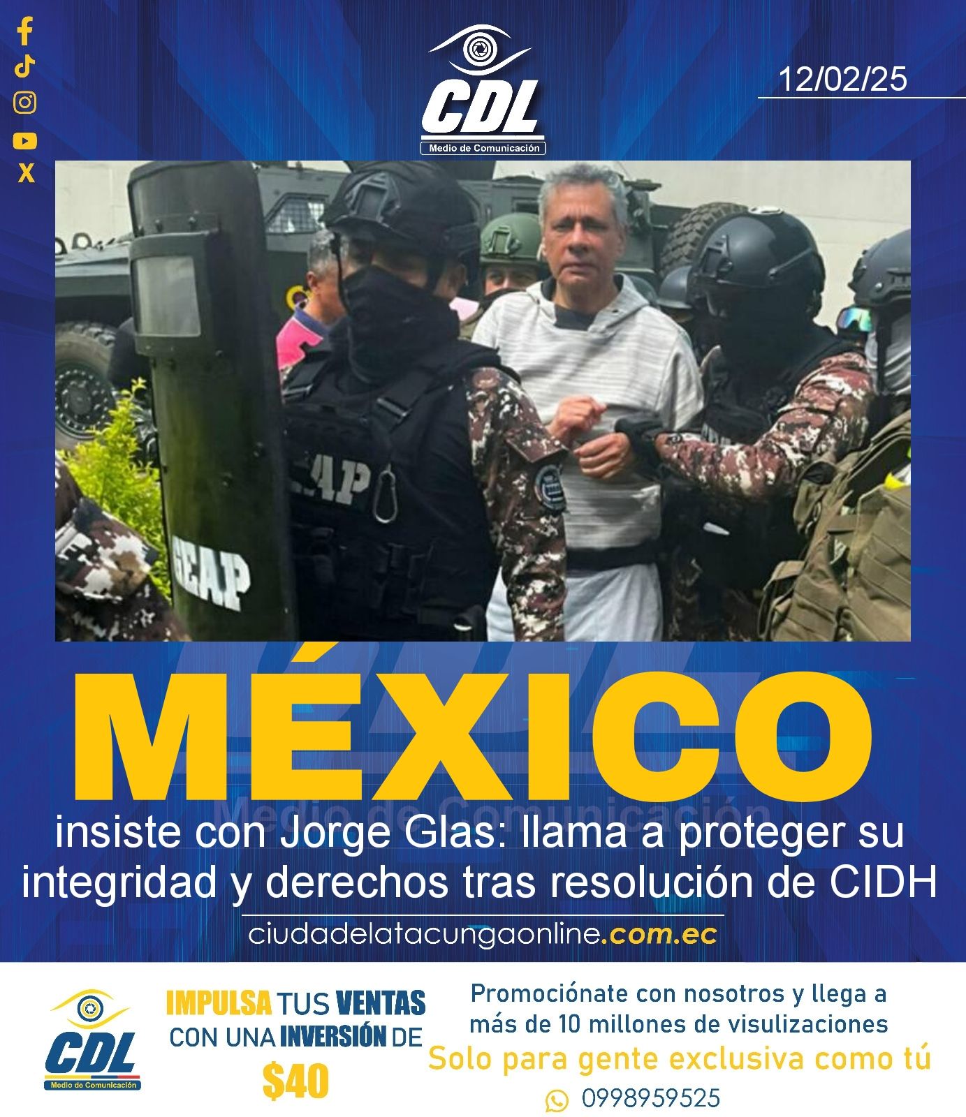 México insiste con Jorge Glas: llama a proteger su integridad y derechos tras resolución de CIDH
