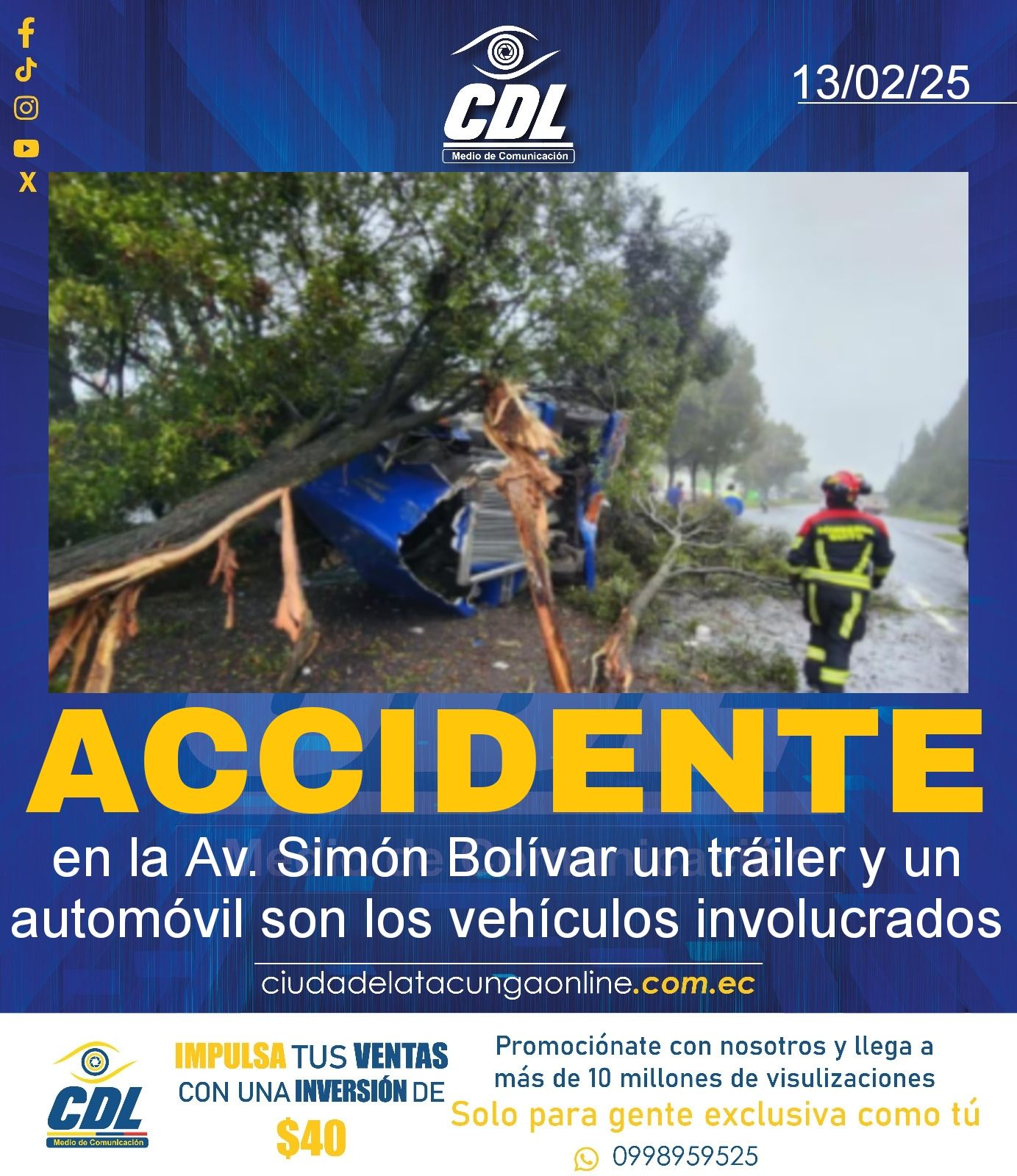 Un herido deja accidente en la Av. Simón Bolívar un tráiler y un automóvil son los vehículos involucrados