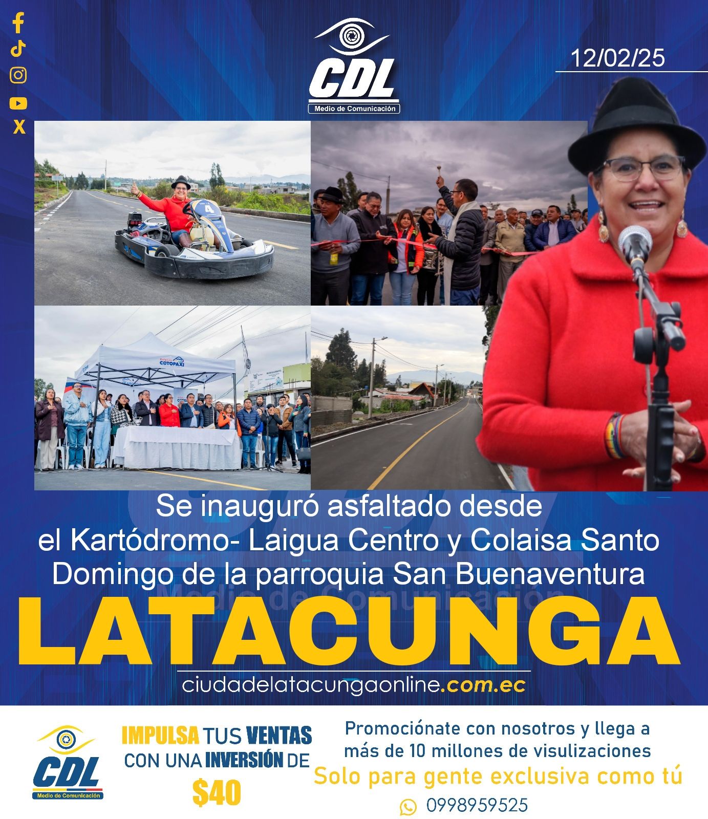 Se inauguró asfaltado desde el Kartódromo- Laigua Centro y Colaisa Santo Domingo de la parroquia San Buenaventura Latacunga