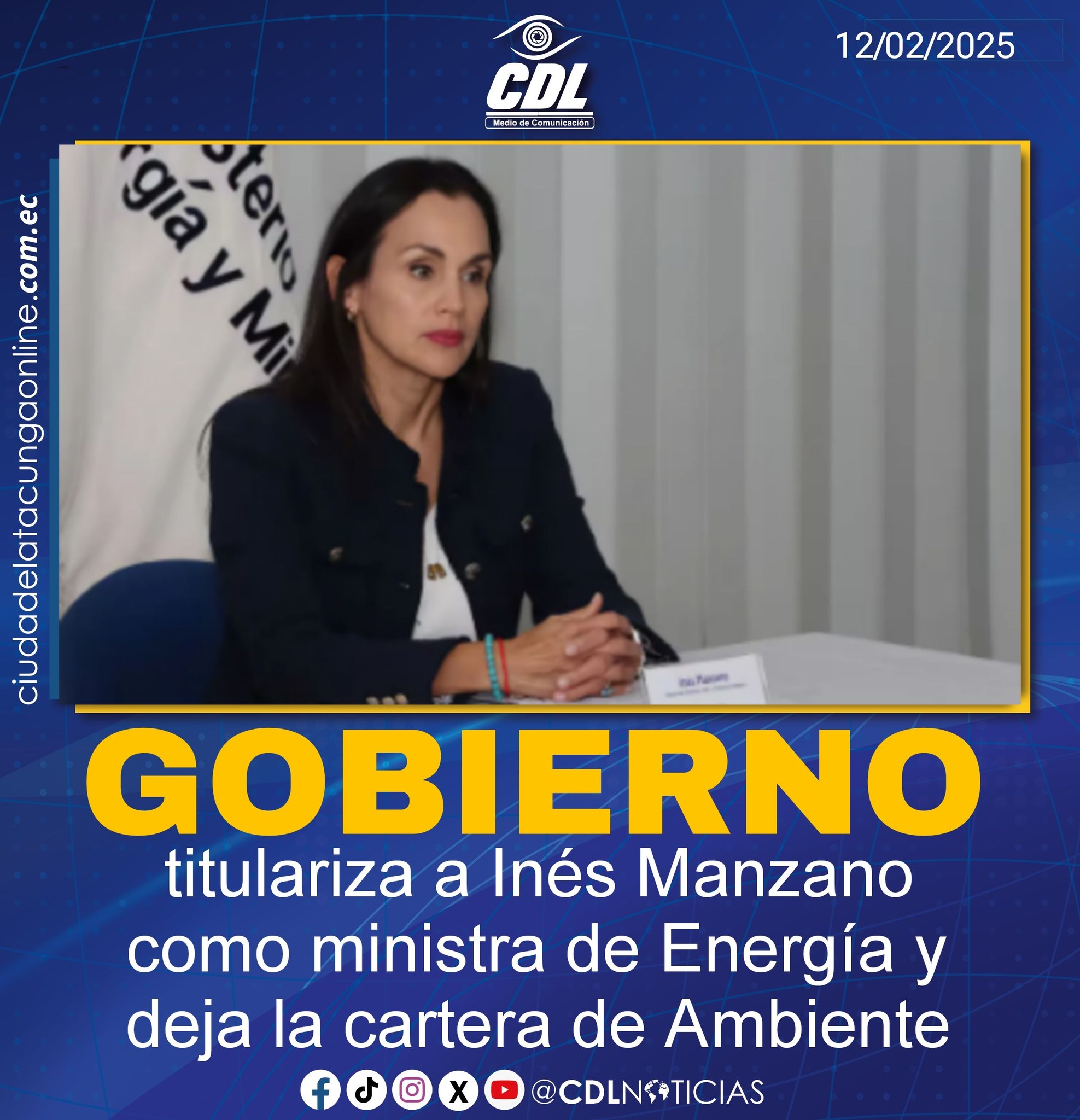 Gobierno titulariza a Inés Manzano como ministra de Energía y deja la cartera de Ambiente