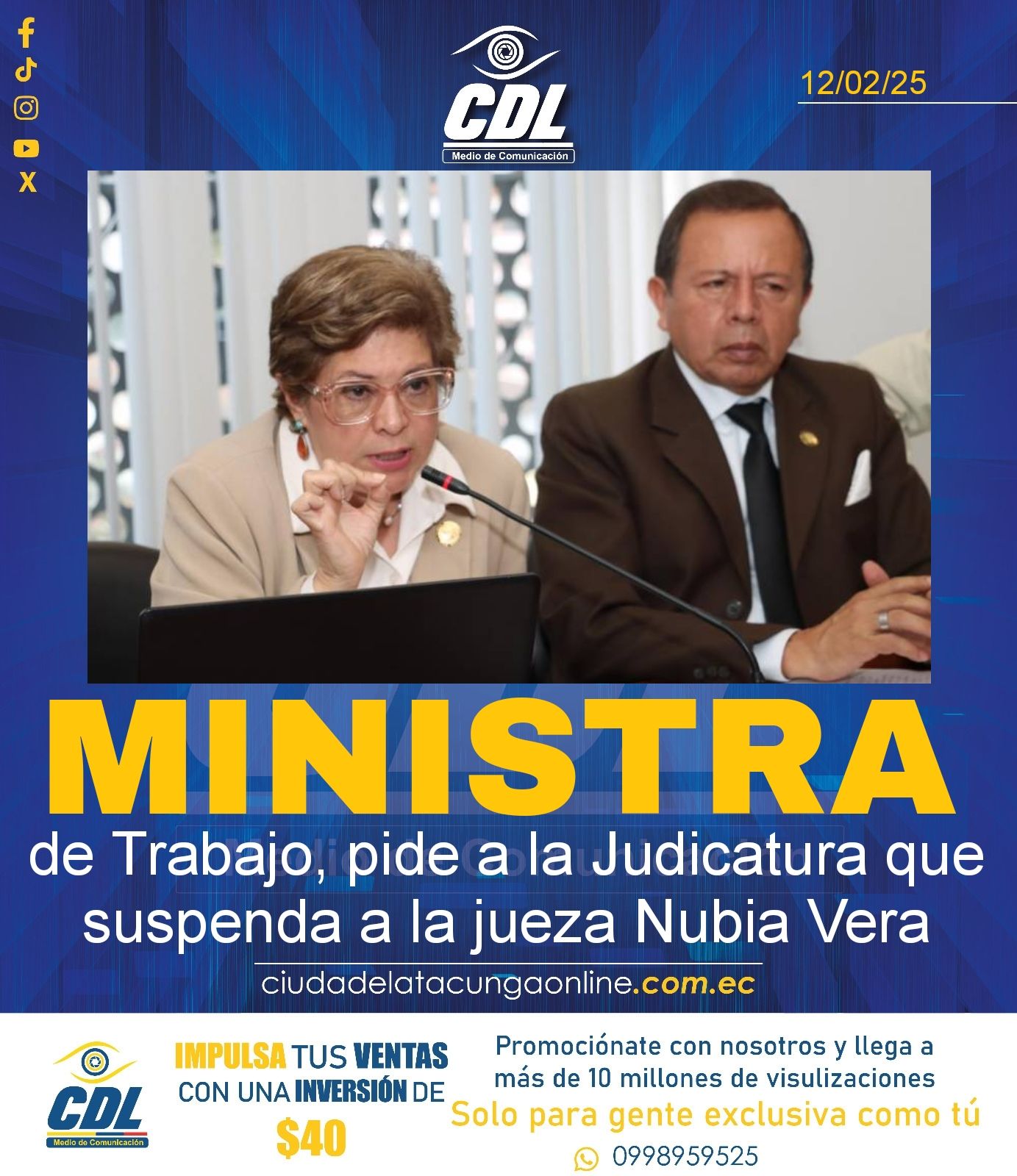 Ivonne Núñez, ministra de Trabajo, pide a la Judicatura que suspenda a la jueza Nubia Vera