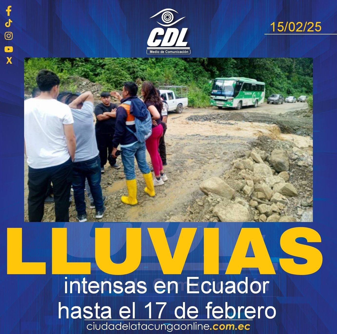 Lluvias intensas en Ecuador hasta el 17 de febrero