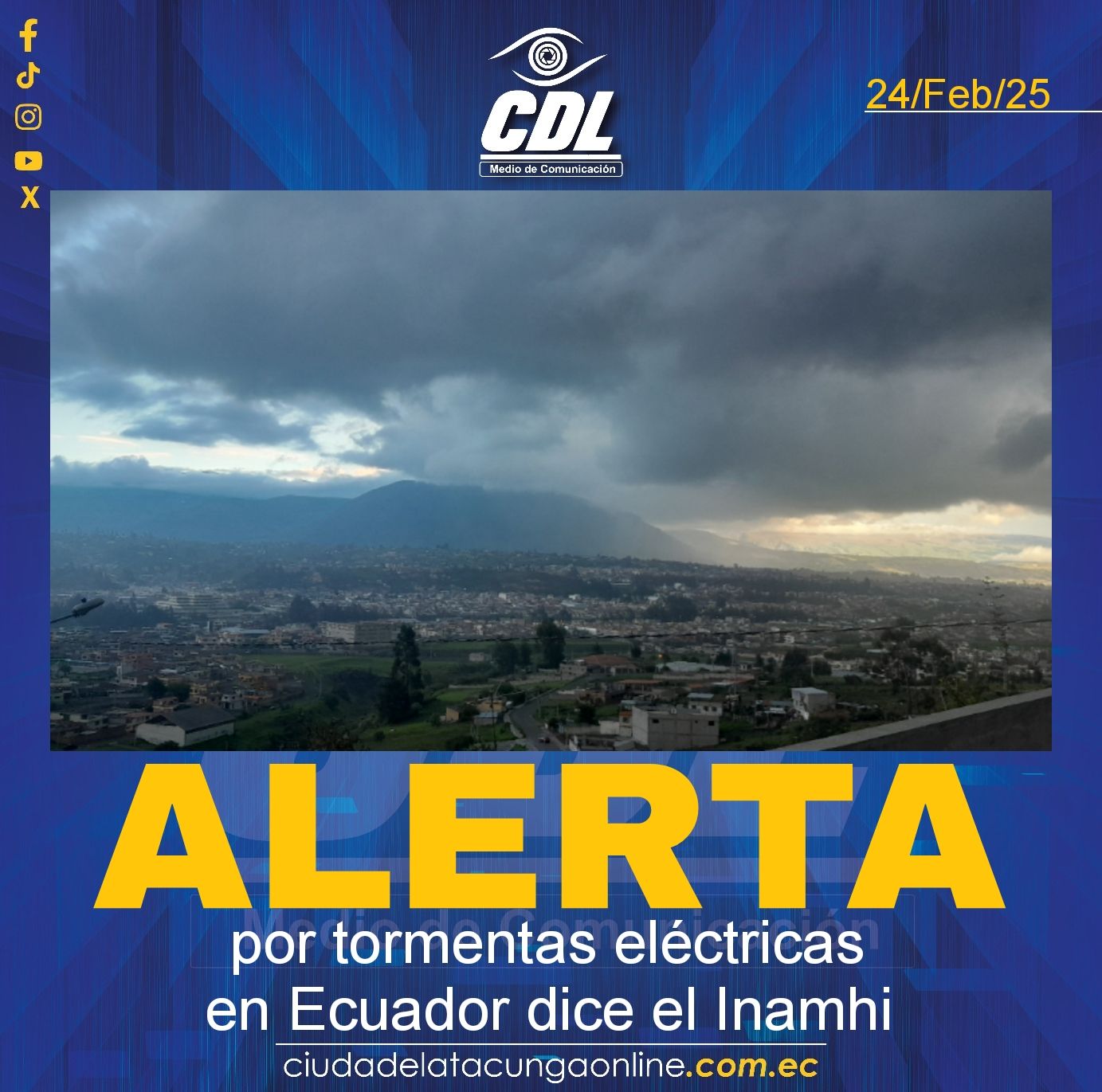 Alerta por tormentas eléctricas en Ecuador dice el Inamhi
