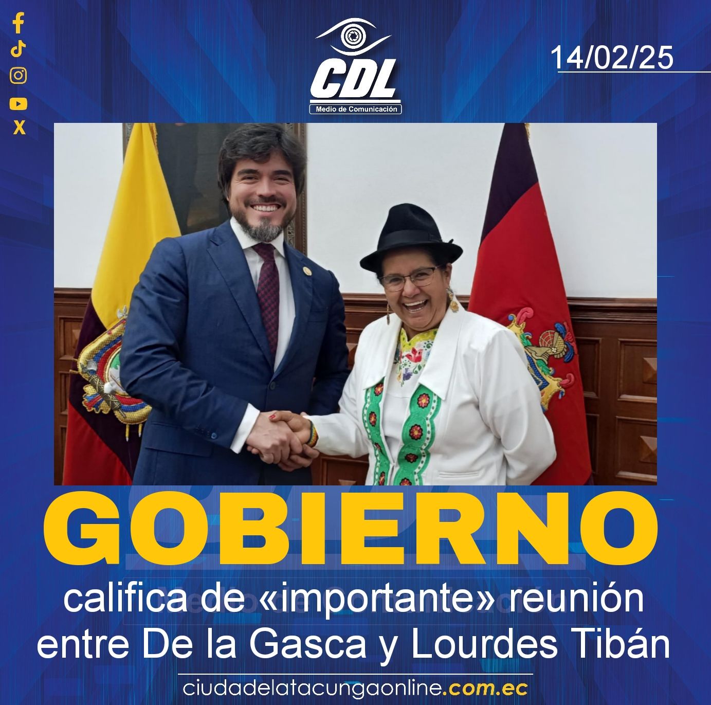 Gobierno califica de «importante» reunión entre De la Gasca y Lourdes Tibán
