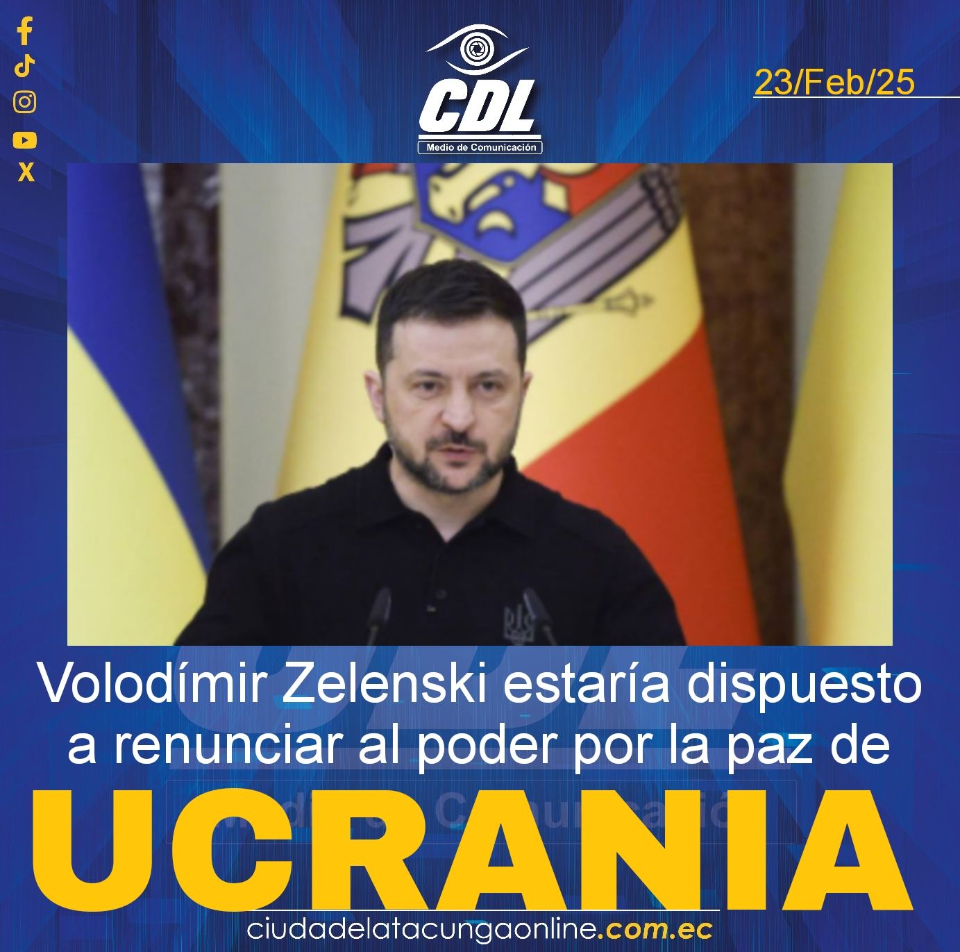 Volodímir Zelenski estaría dispuesto a renunciar al poder por la paz de Ucrania