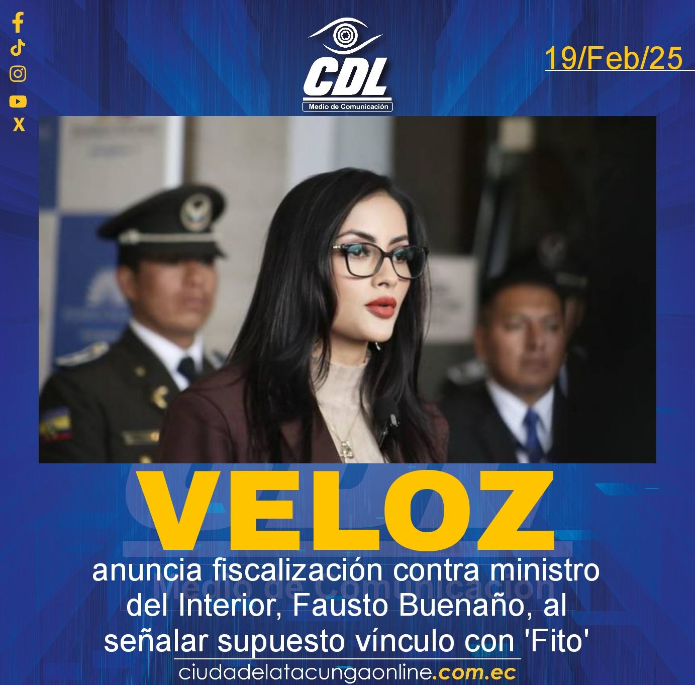 Viviana Veloz anuncia fiscalización contra ministro del Interior, Fausto Buenaño, al señalar supuesto vínculo con ‘Fito’