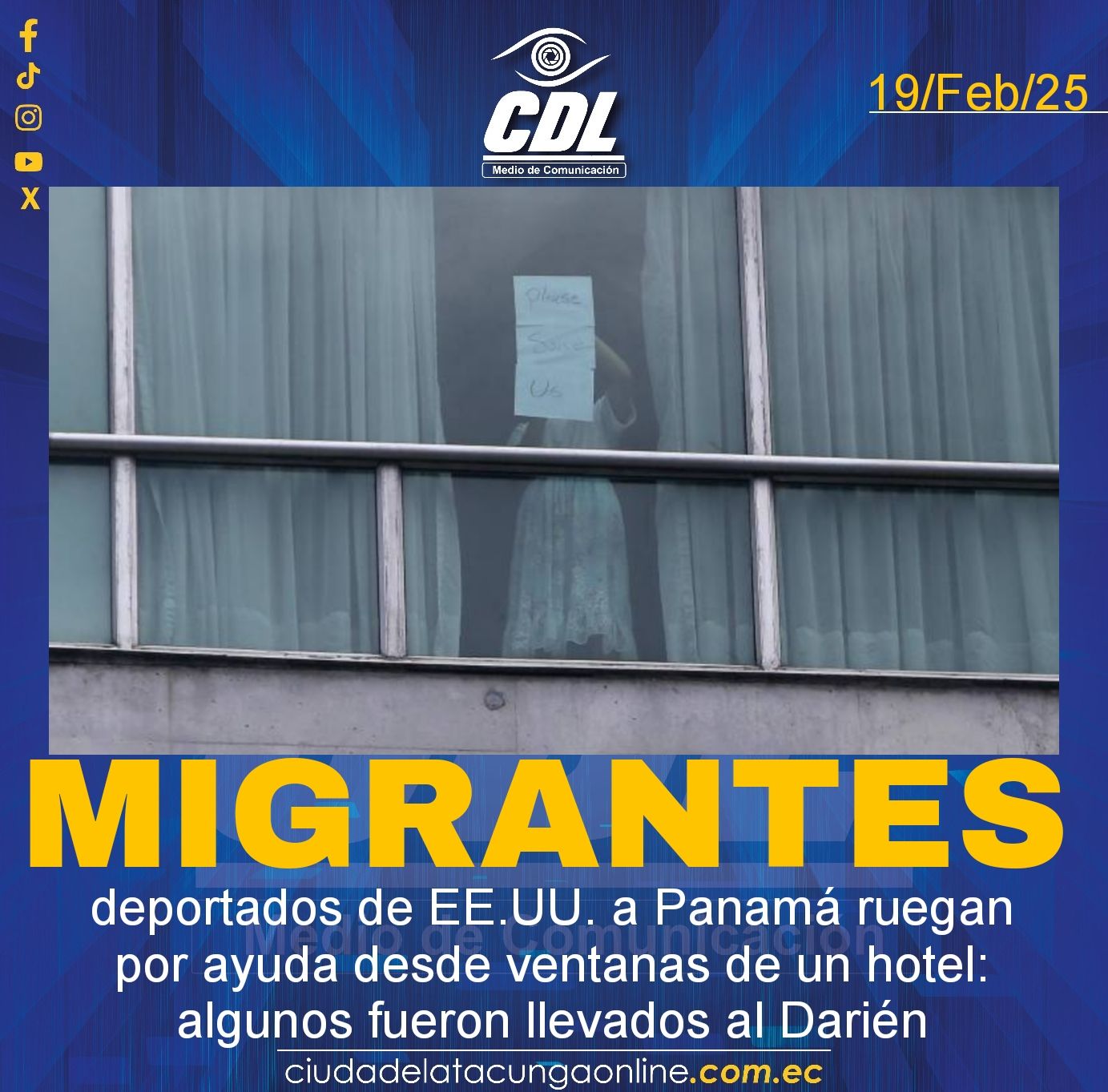 Migrantes deportados de EE.UU. a Panamá ruegan por ayuda desde ventanas de un hotel: algunos fueron llevados al Darién