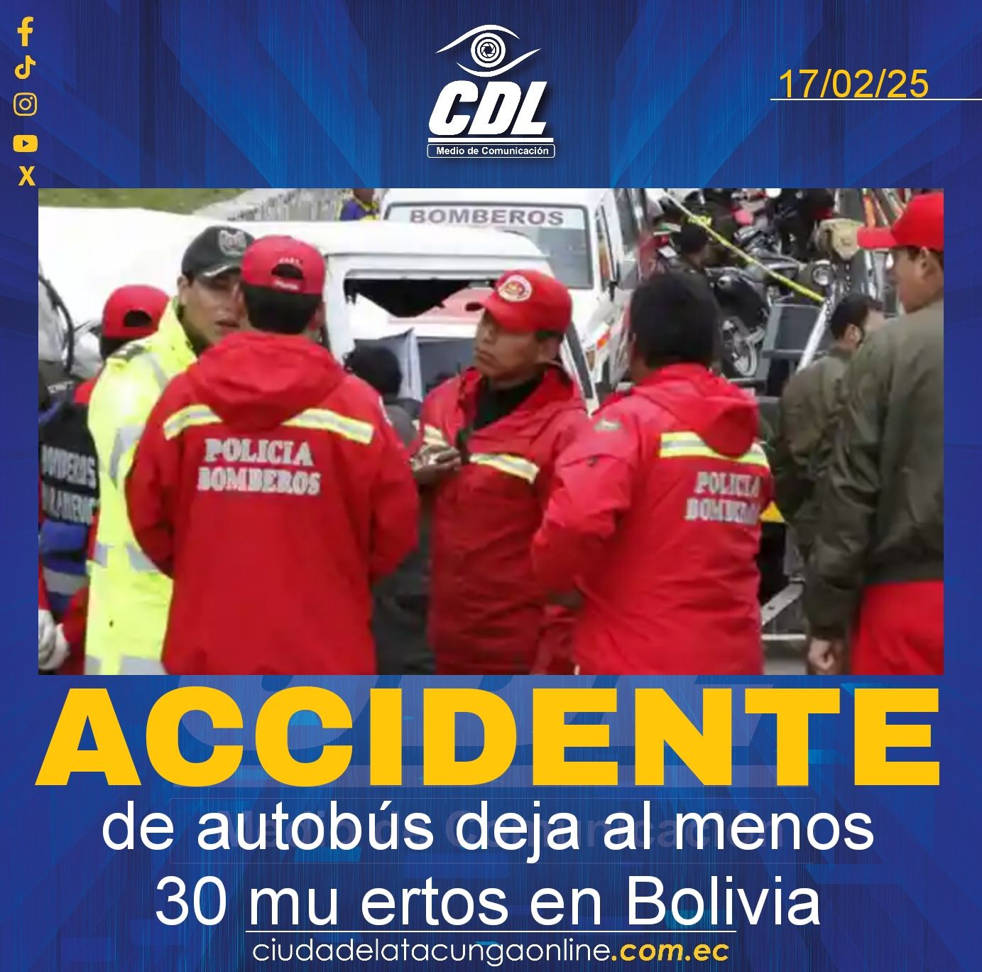 Accidente de autobús deja al menos 30 mu ertos en Bolivia