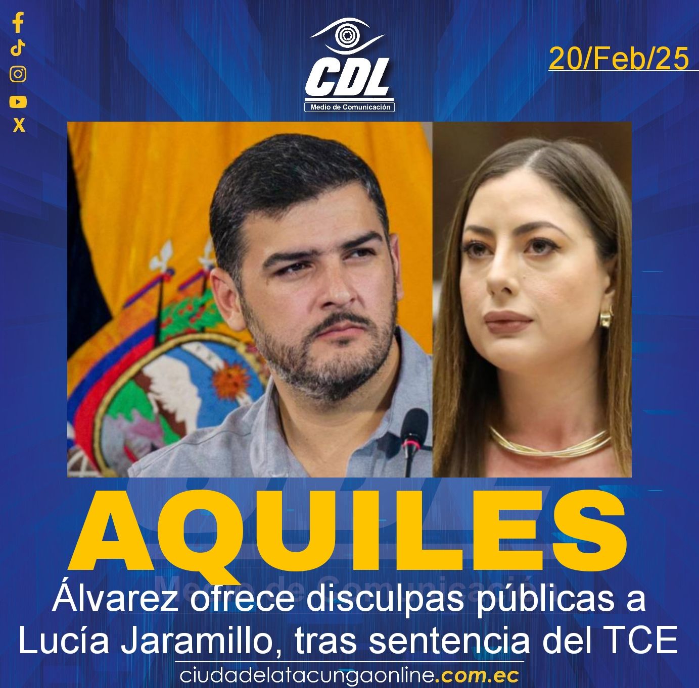 Aquiles Álvarez ofrece disculpas públicas a Lucía Jaramillo, tras sentencia del TCE