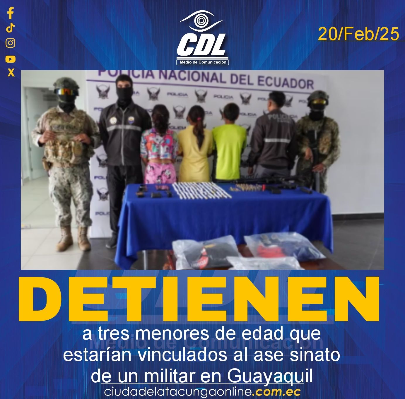 Detienen a tres menores de edad que estarían vinculados al ase sinato de un militar en Guayaquil