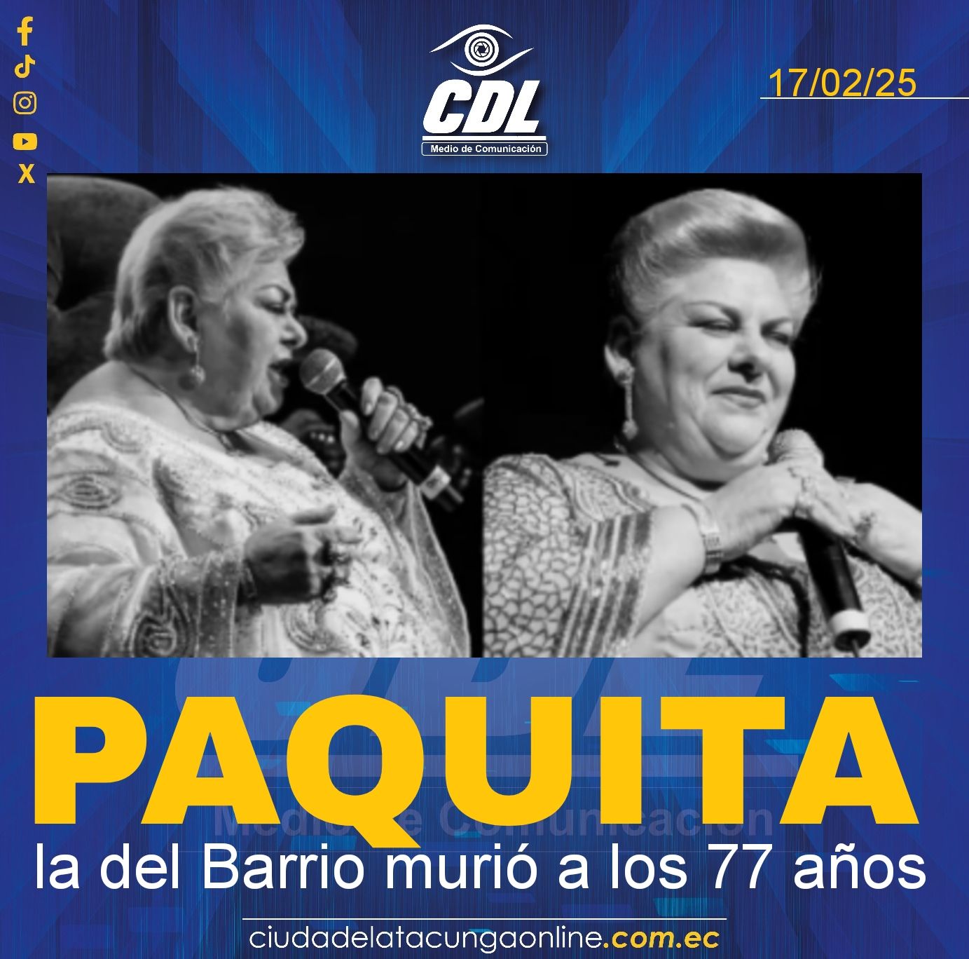 Paquita la del Barrio murió a los 77 años