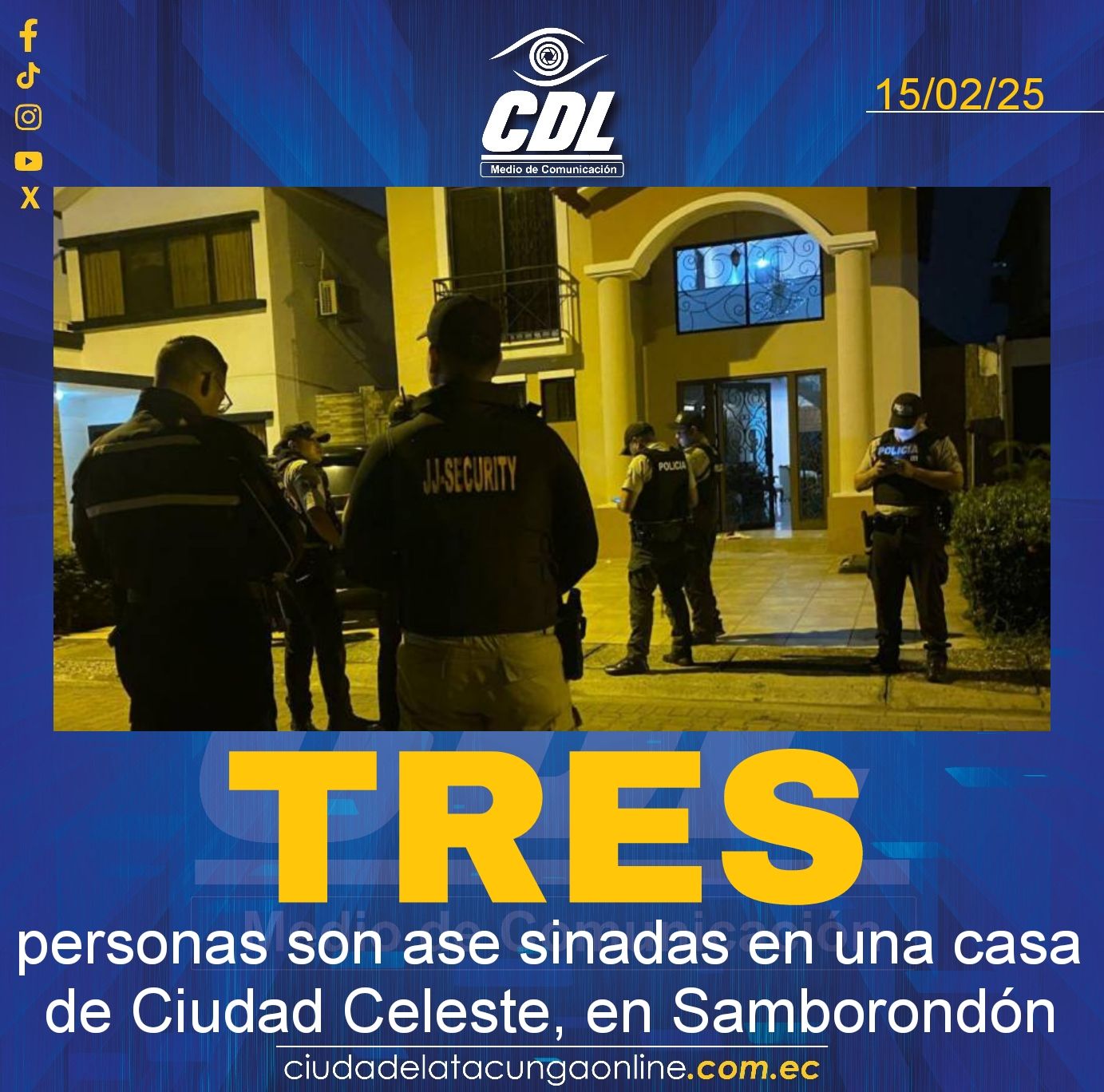 Tres personas son ase sinadas en una casa de Ciudad Celeste, en Samborondón