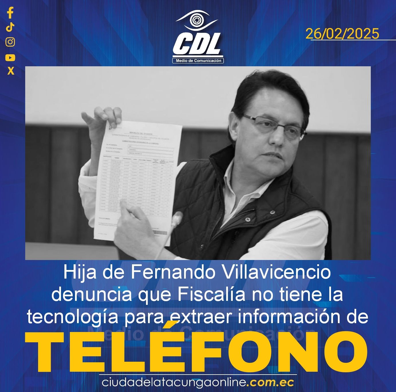 Hija de Fernando Villavicencio denuncia que Fiscalía no tiene la tecnología para extraer información de teléfonos