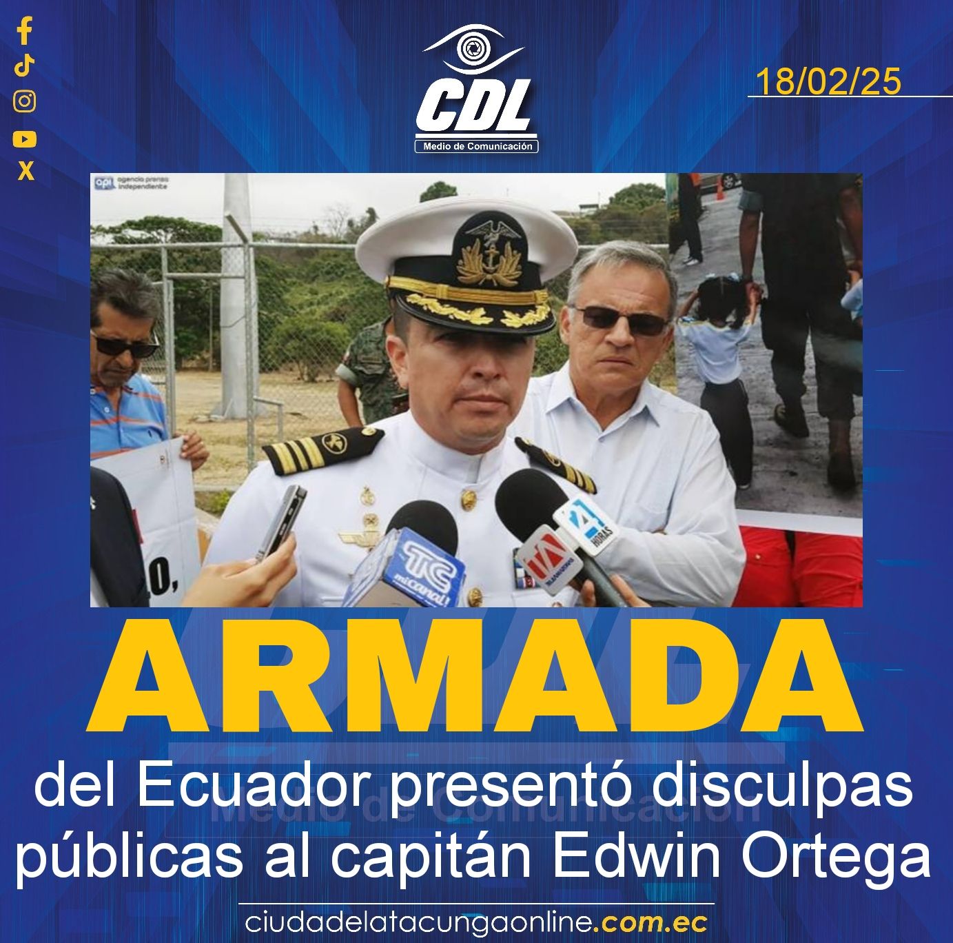 Armada del Ecuador presentó disculpas públicas al capitán Edwin Ortega