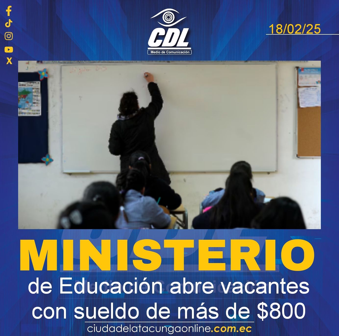 Ministerio de Educación abre vacantes con sueldo de más de $800