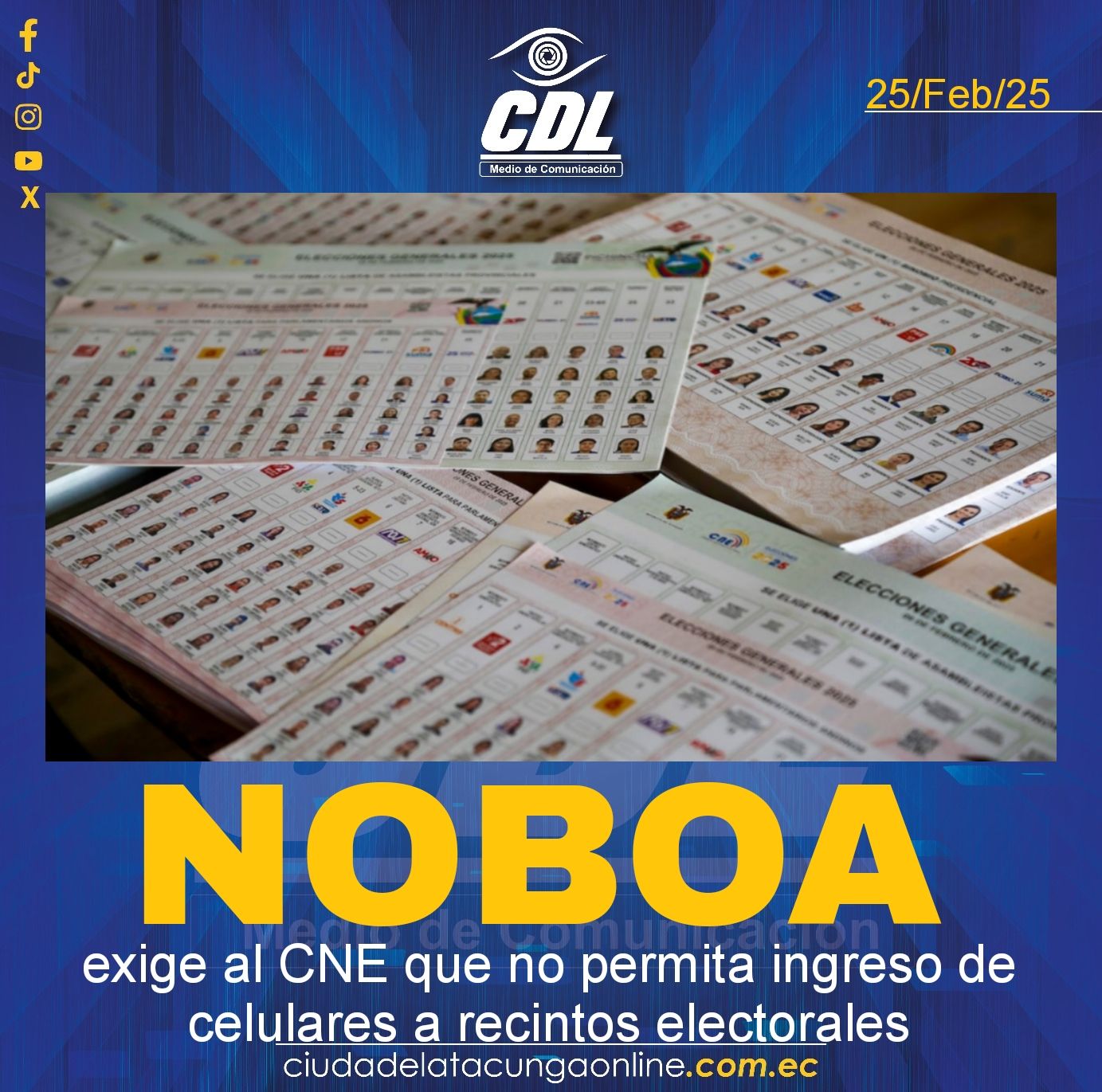 Daniel Noboa exige al CNE que no permita ingreso de celulares a recintos electorales