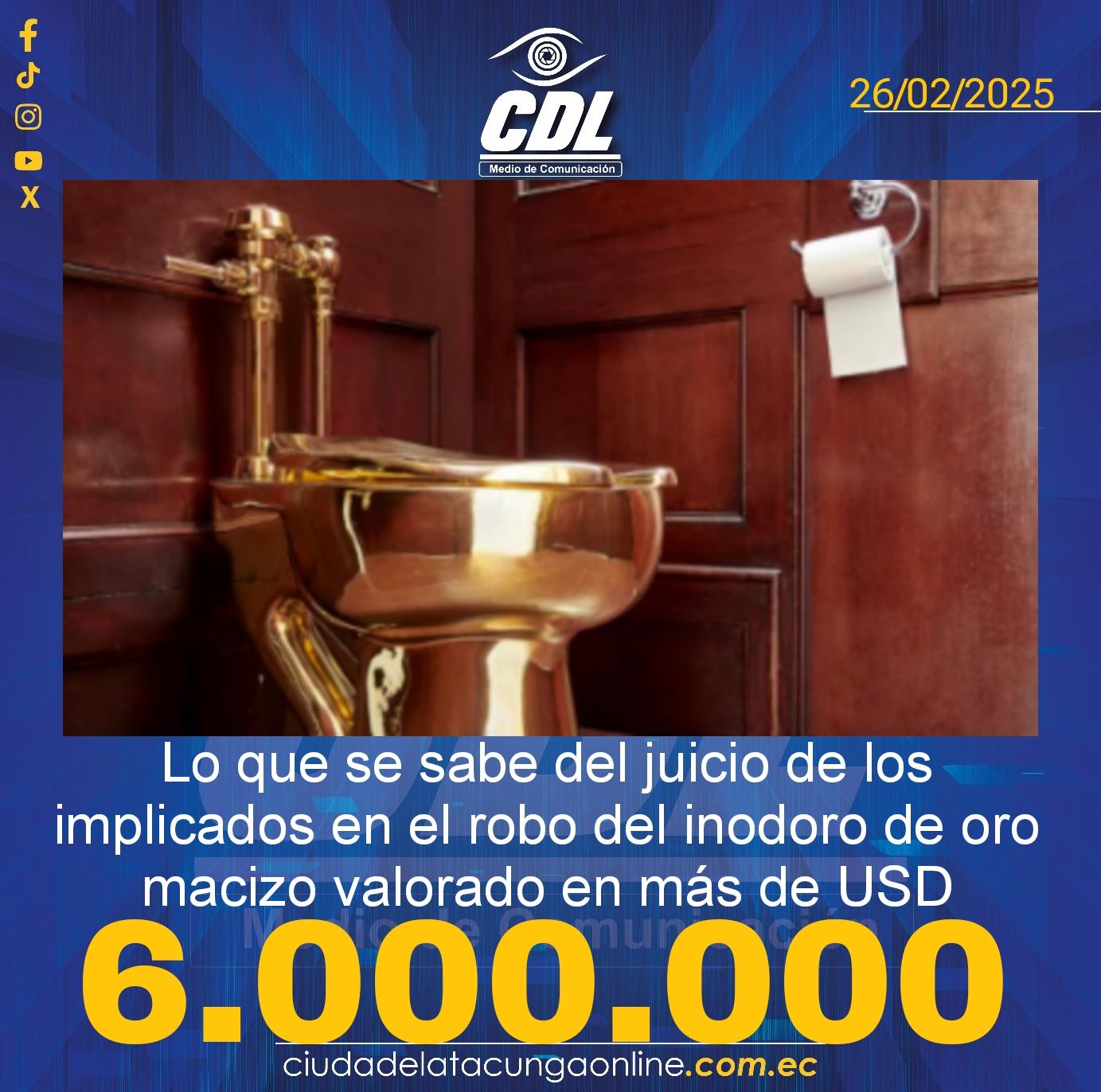 Lo que se sabe del juicio de los implicados en el robo del inodoro de oro macizo valorado en más de USD 6.000.000