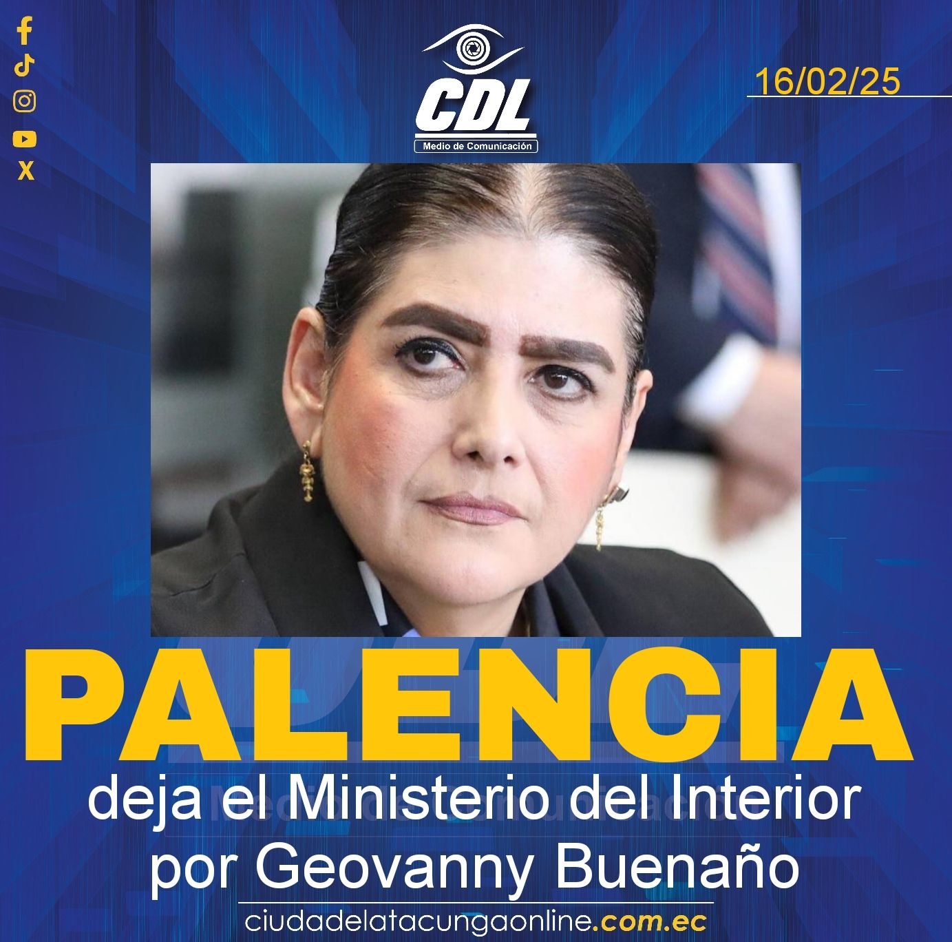 Mónica Palencia deja el Ministerio del Interior por Geovanny Buenaño