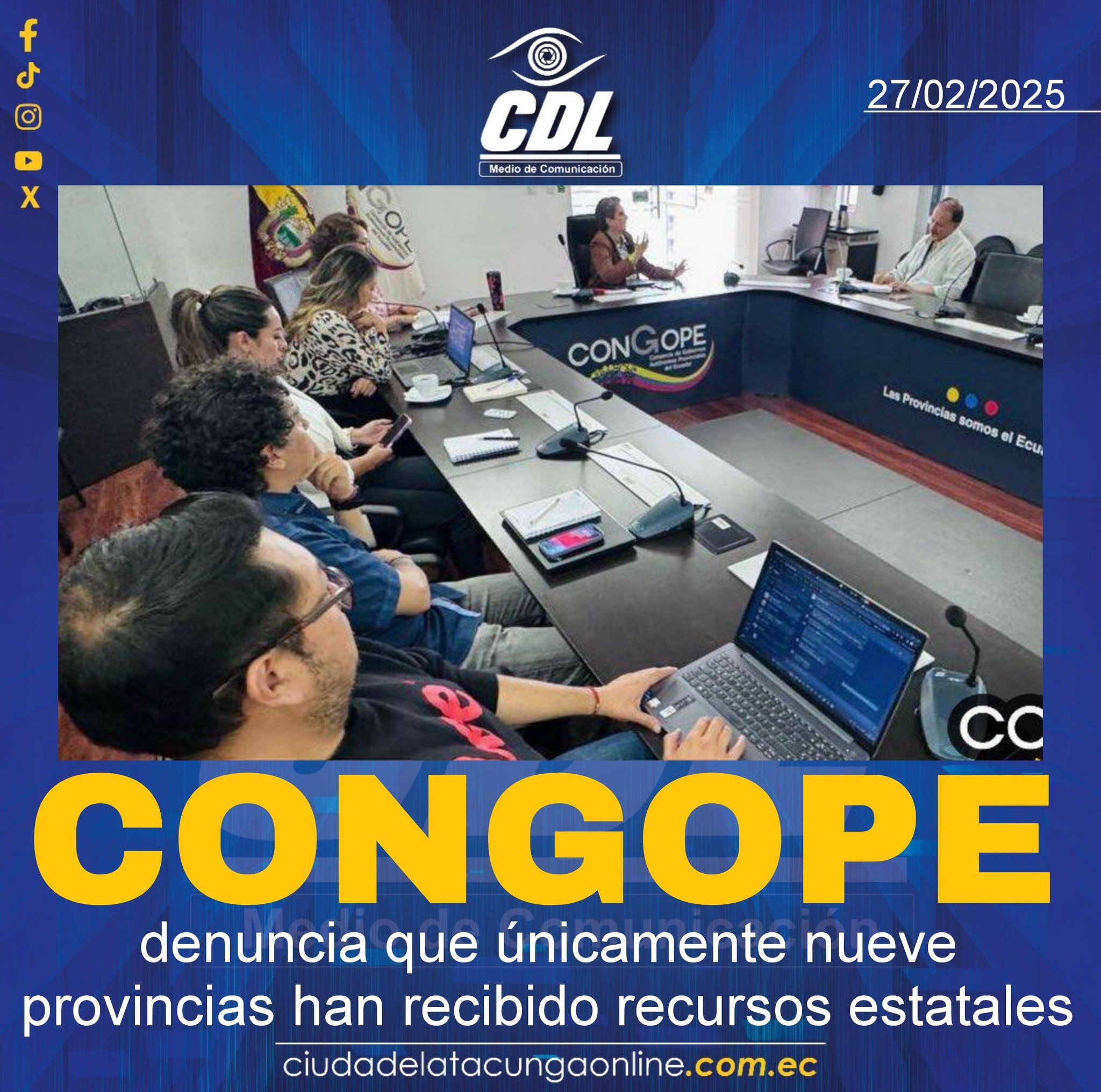 El Congope denuncia que únicamente nueve provincias han recibido recursos estatales