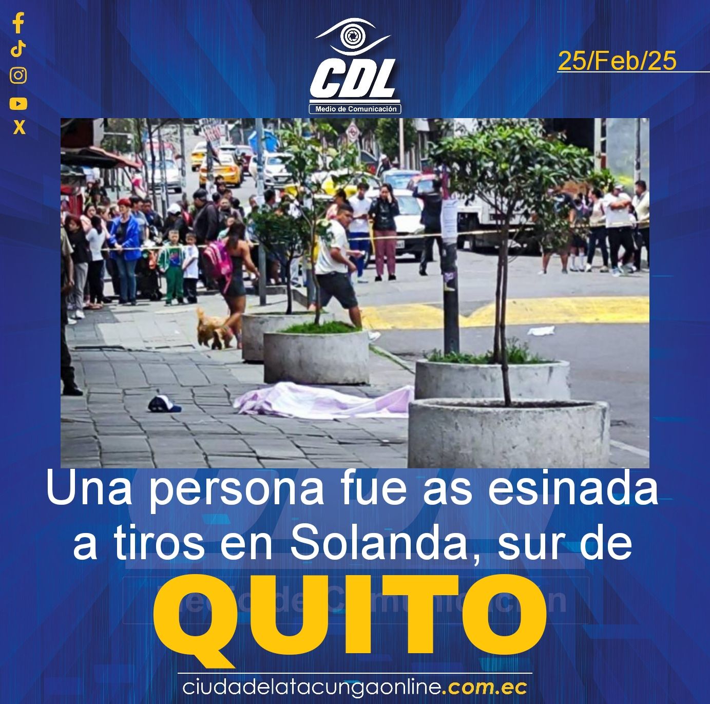 Una persona fue as esinada a tiros en Solanda, sur de Quito