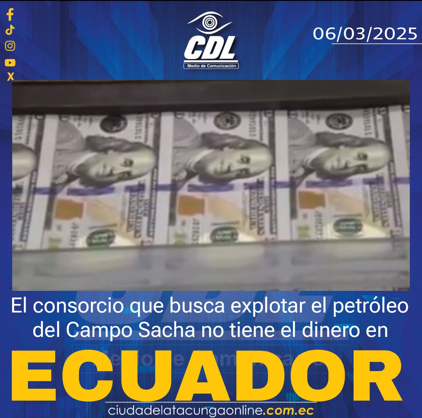 El consorcio que busca explotar el petróleo del Campo Sacha no tiene el dinero en Ecuador