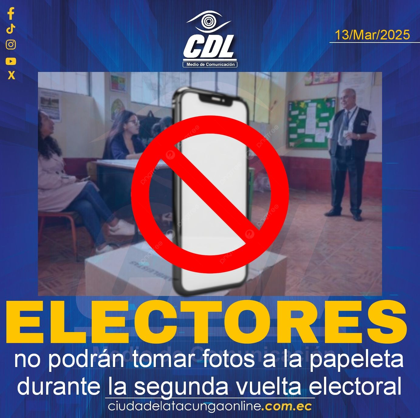 Los electores no podrán tomar fotos a la papeleta durante la segunda vuelta electoral