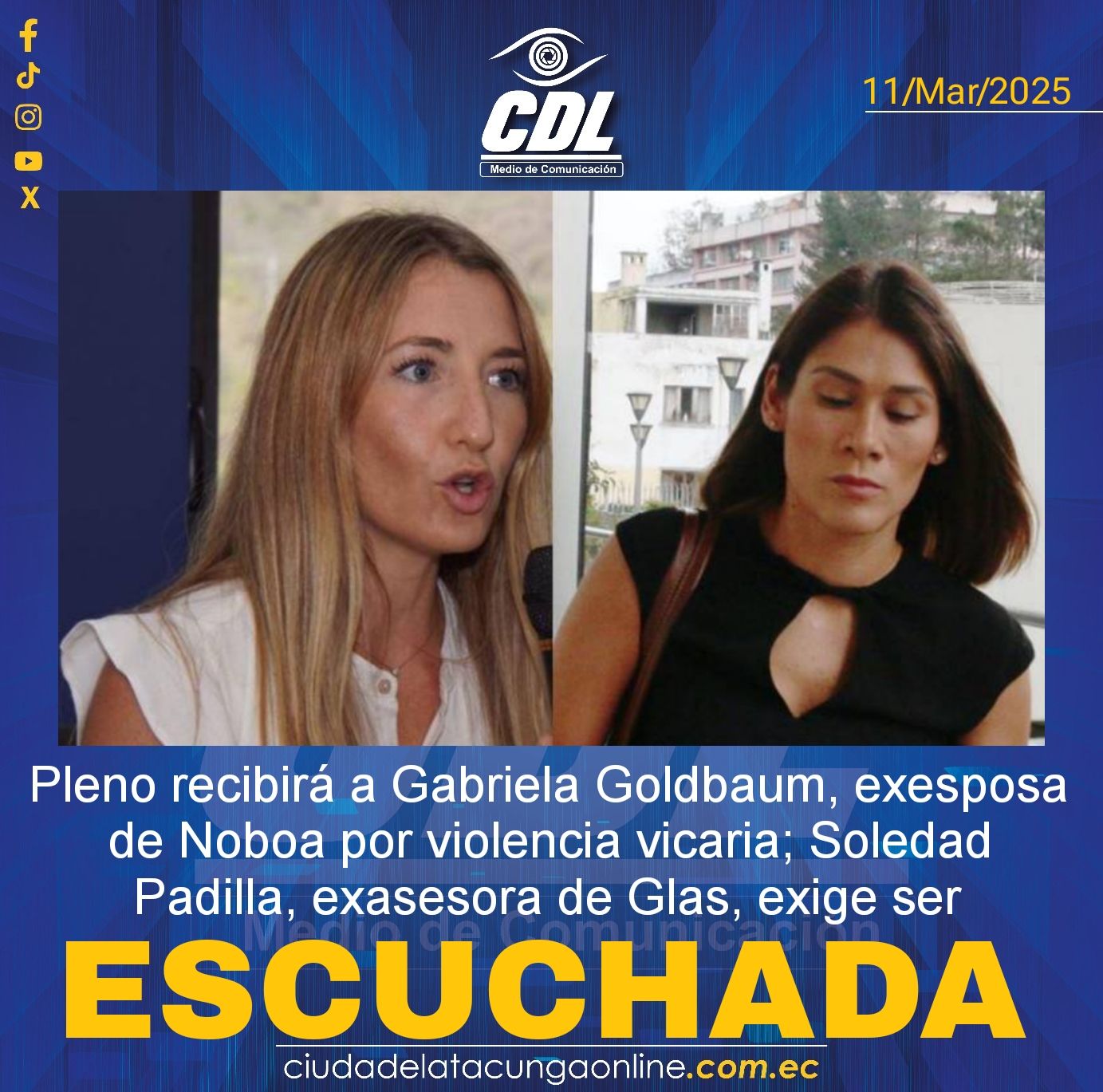 Pleno recibirá a Gabriela Goldbaum, exesposa de Noboa por violencia vicaria; Soledad Padilla, exasesora de Glas, exige ser escuchada
