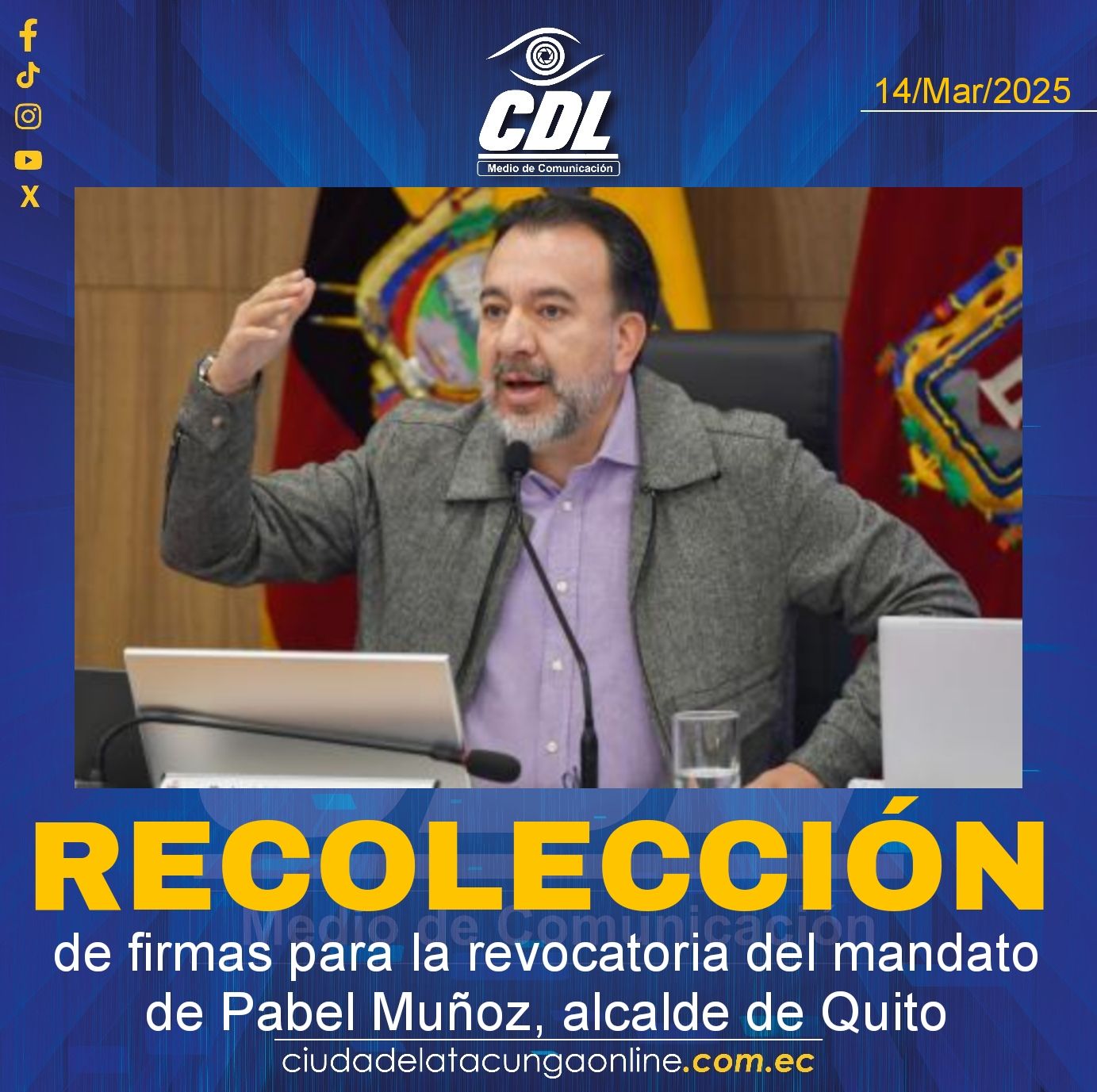 Recolección de firmas para la revocatoria del mandato de Pabel Muñoz, alcalde de Quito