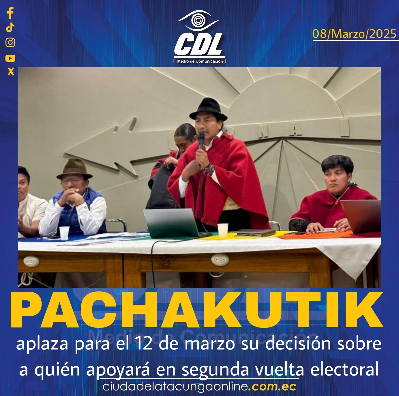 Pachakutik aplaza para el 12 de marzo su decisión sobre a quién apoyará en segunda vuelta electoral