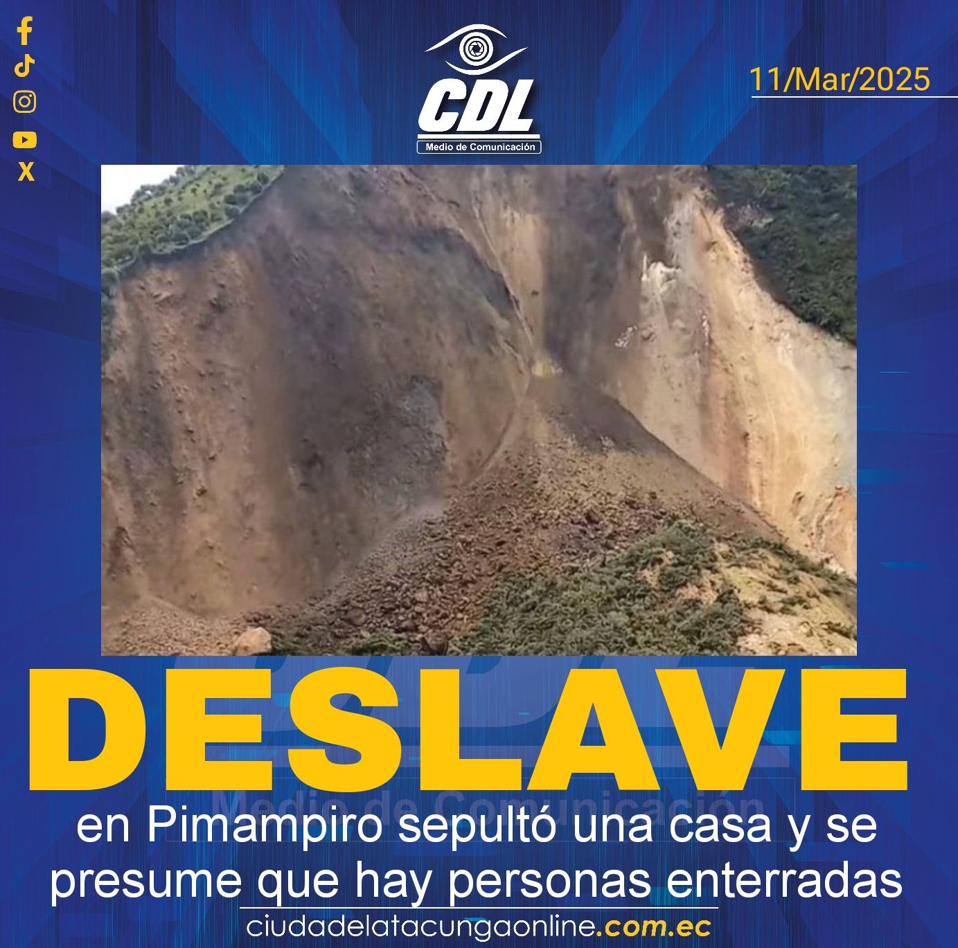 Un deslave en Pimampiro sepultó una casa y se presume que hay personas enterradas