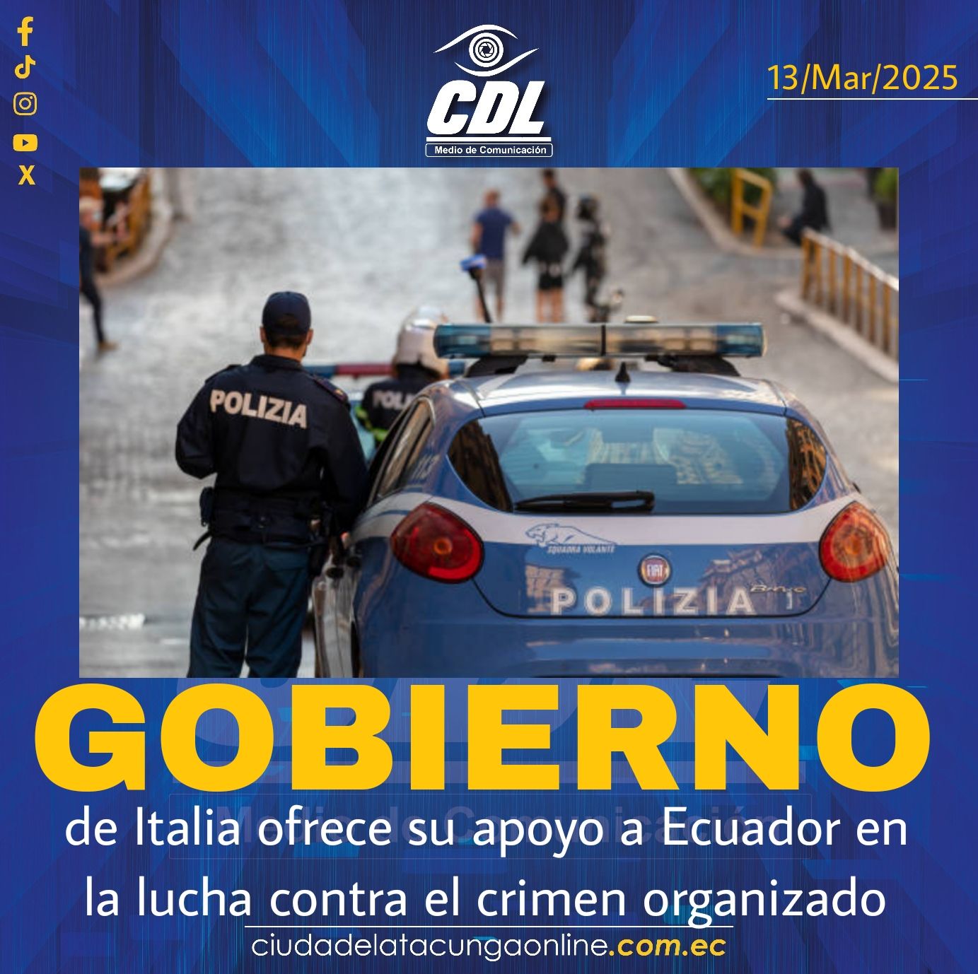 El Gobierno de Italia ofrece su apoyo a Ecuador en la lucha contra el crimen organizado