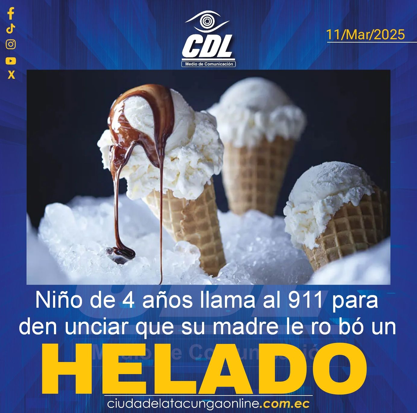 Un niño de 4 años llama al 911 para den unciar que su madre le ro bó un helado