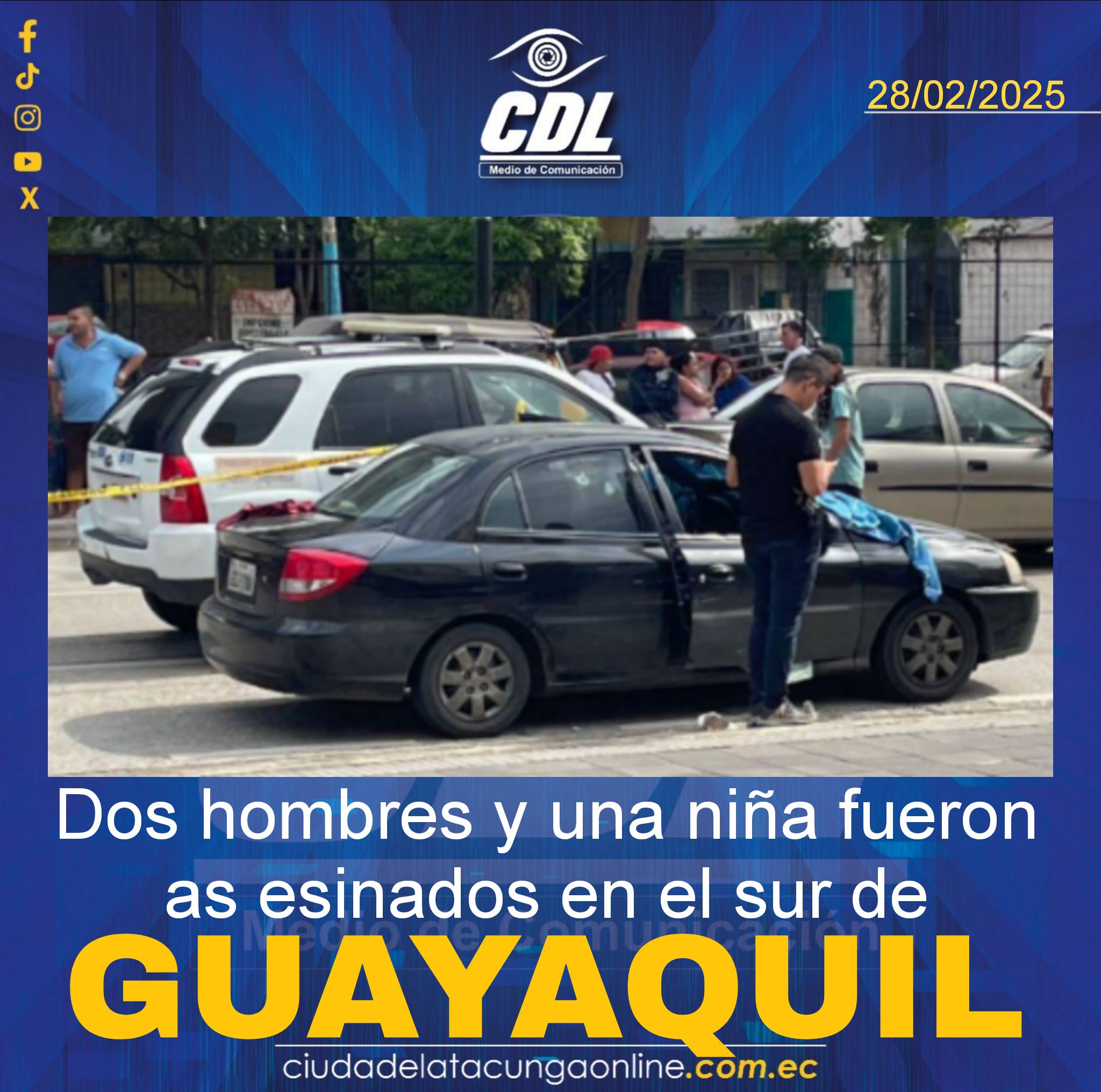 Dos hombres y una niña fueron as esinados en el sur de Guayaquil