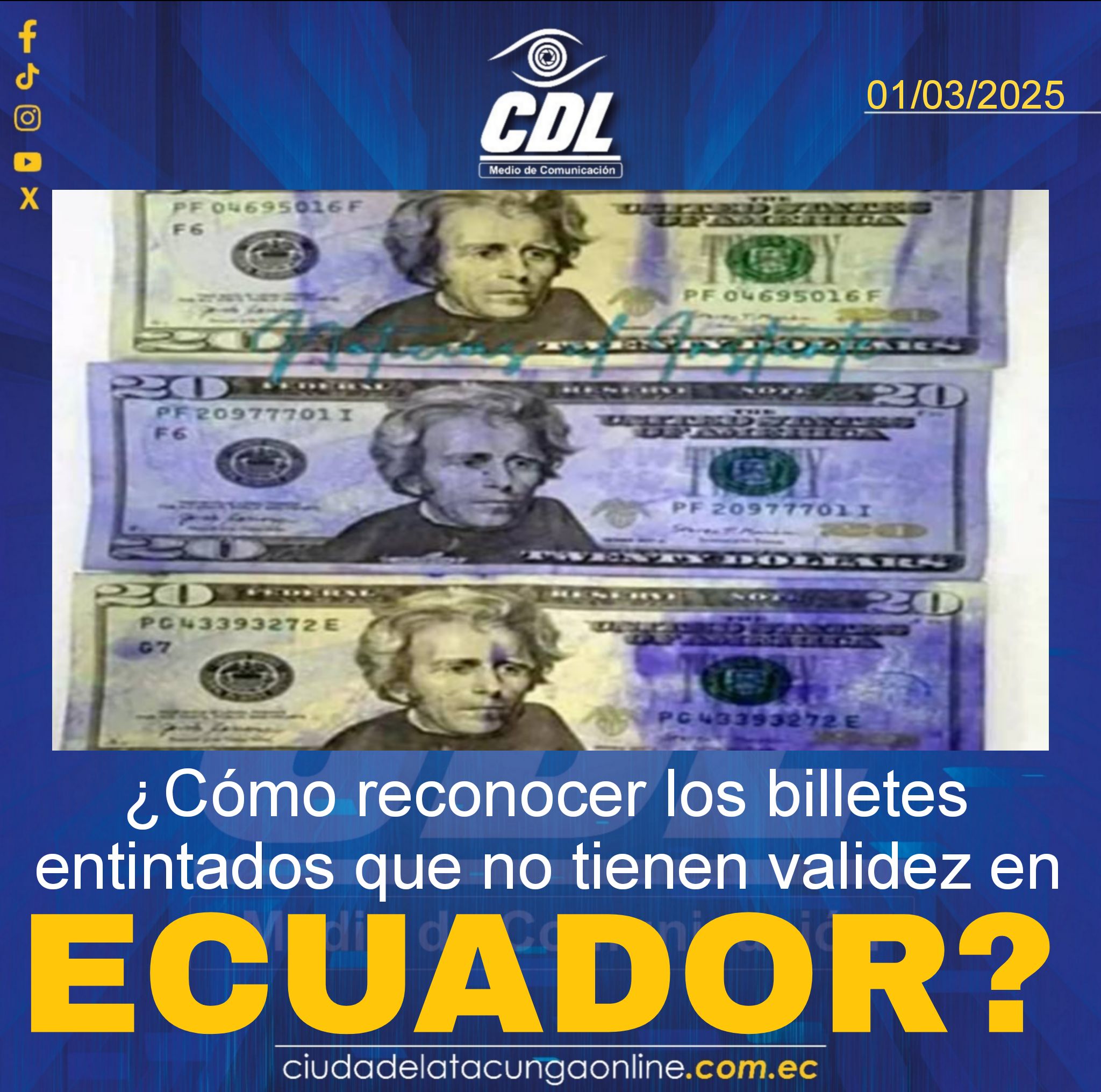 ¿Cómo reconocer los billetes entintados que no tienen validez en Ecuador?