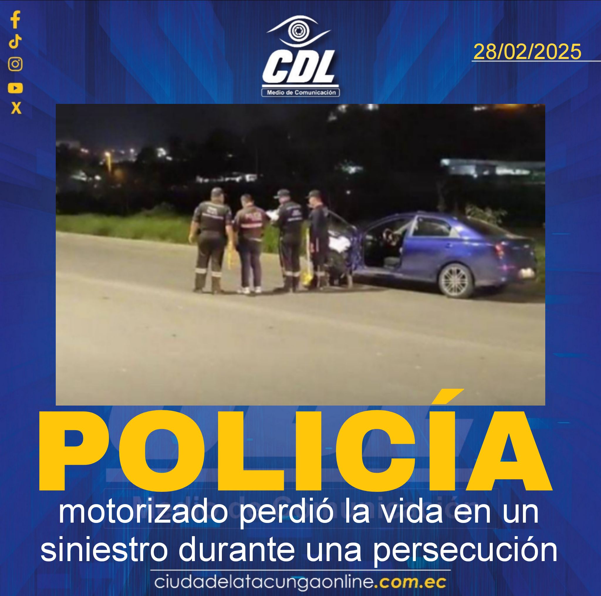 Policía motorizado perdió la vida en un siniestro durante una persecución