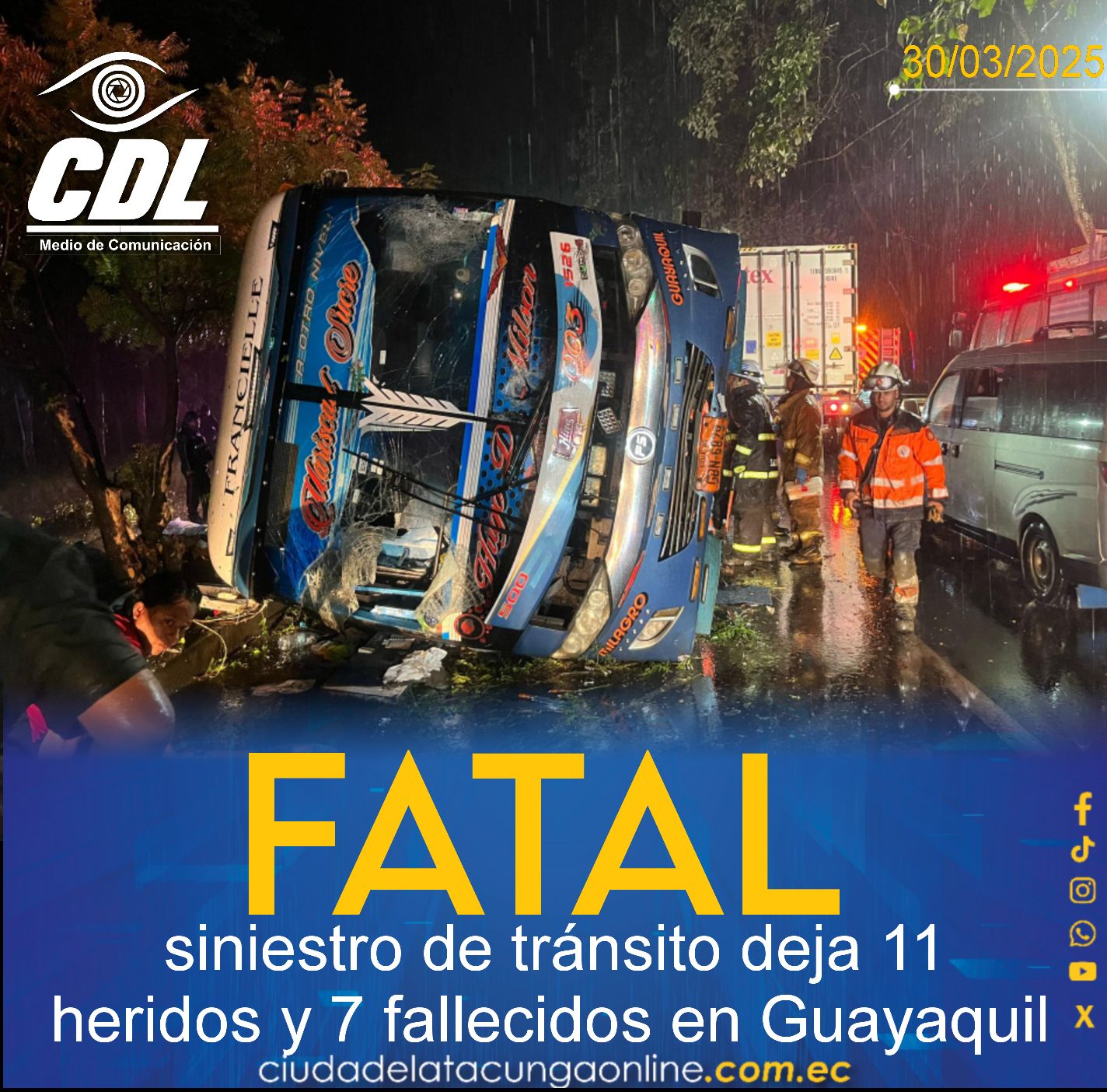 Fatal siniestro de tránsito deja 11 heridos y 7 fallecidos en Guayaquil